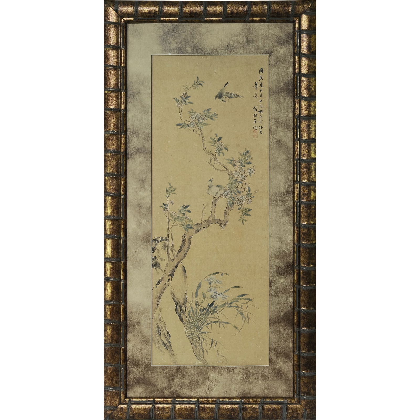 A Chinese painting of flower and bird, by Weng Luo (1790-1849) (1 of 4)