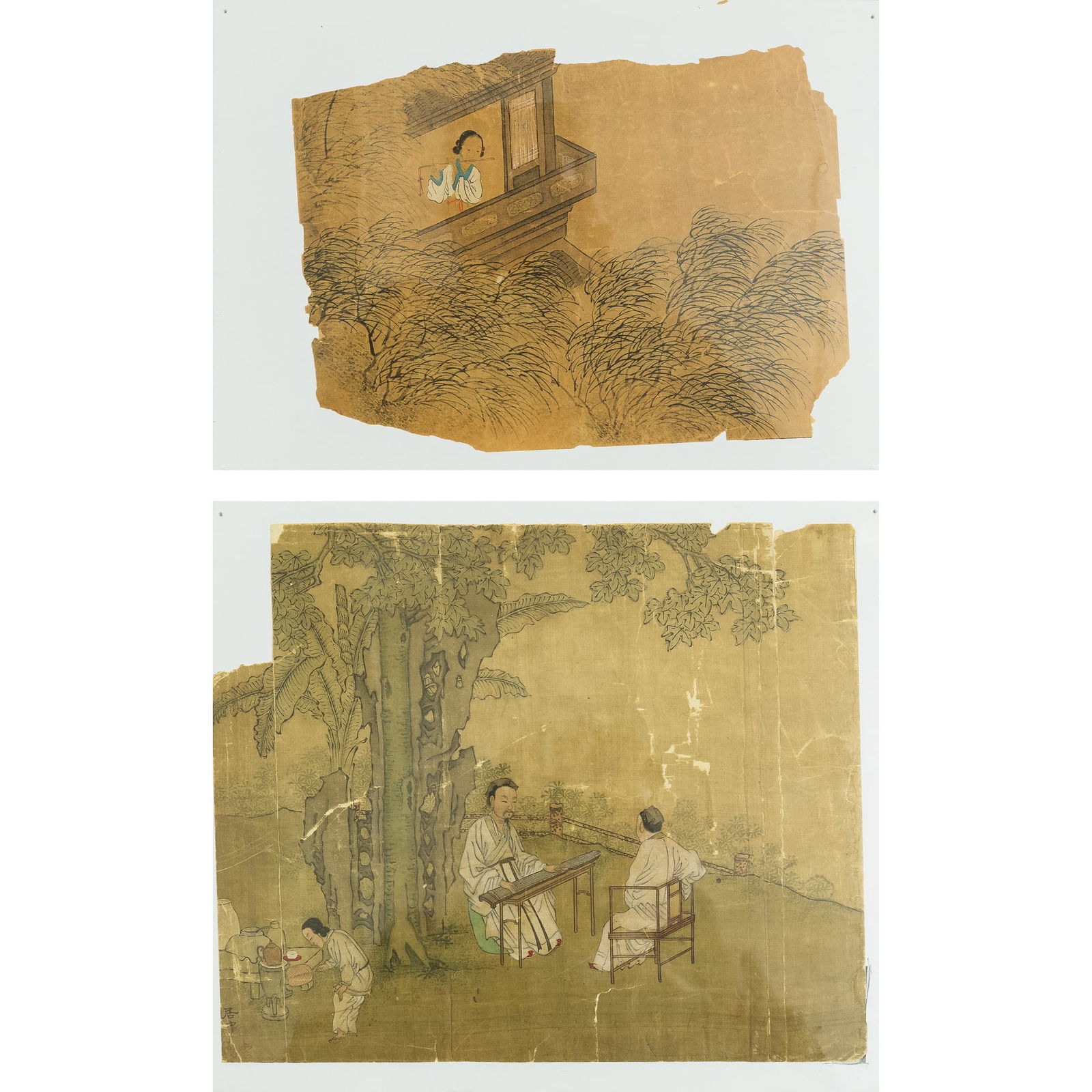 Two Chinese paintings on silk, by Chen Juzhong, Southern Song dynasty (1 of 8)