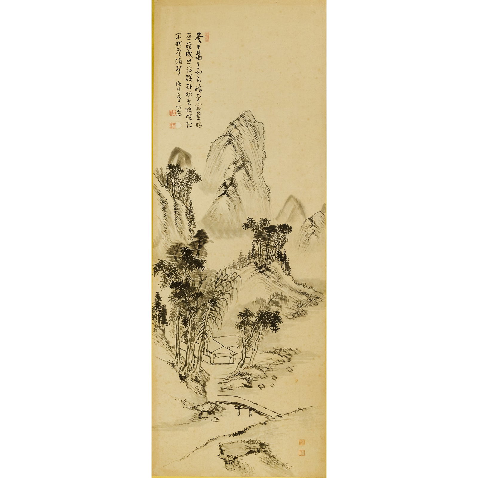 A six-panel Chinese landscape screen - 5
