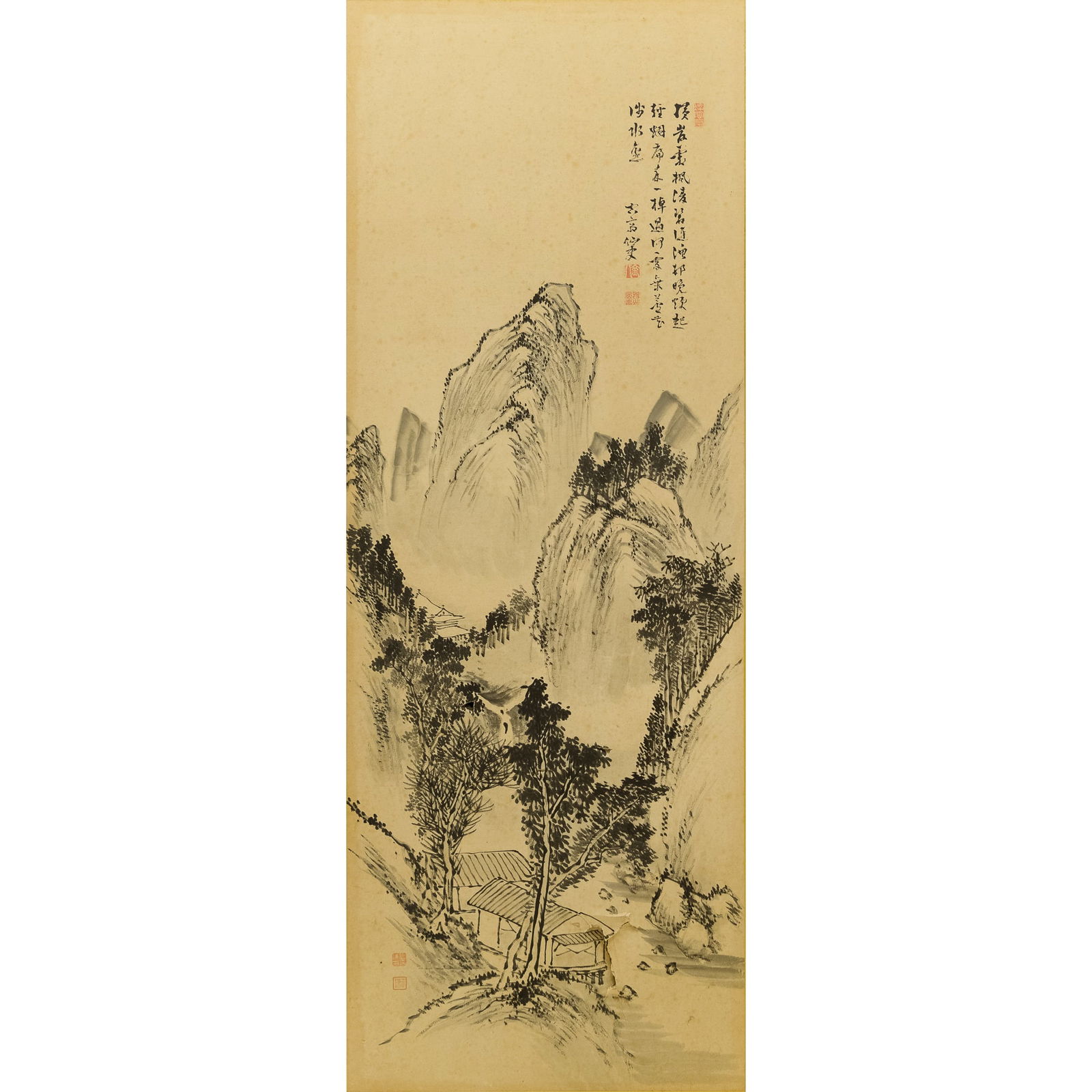 A six-panel Chinese landscape screen - 7