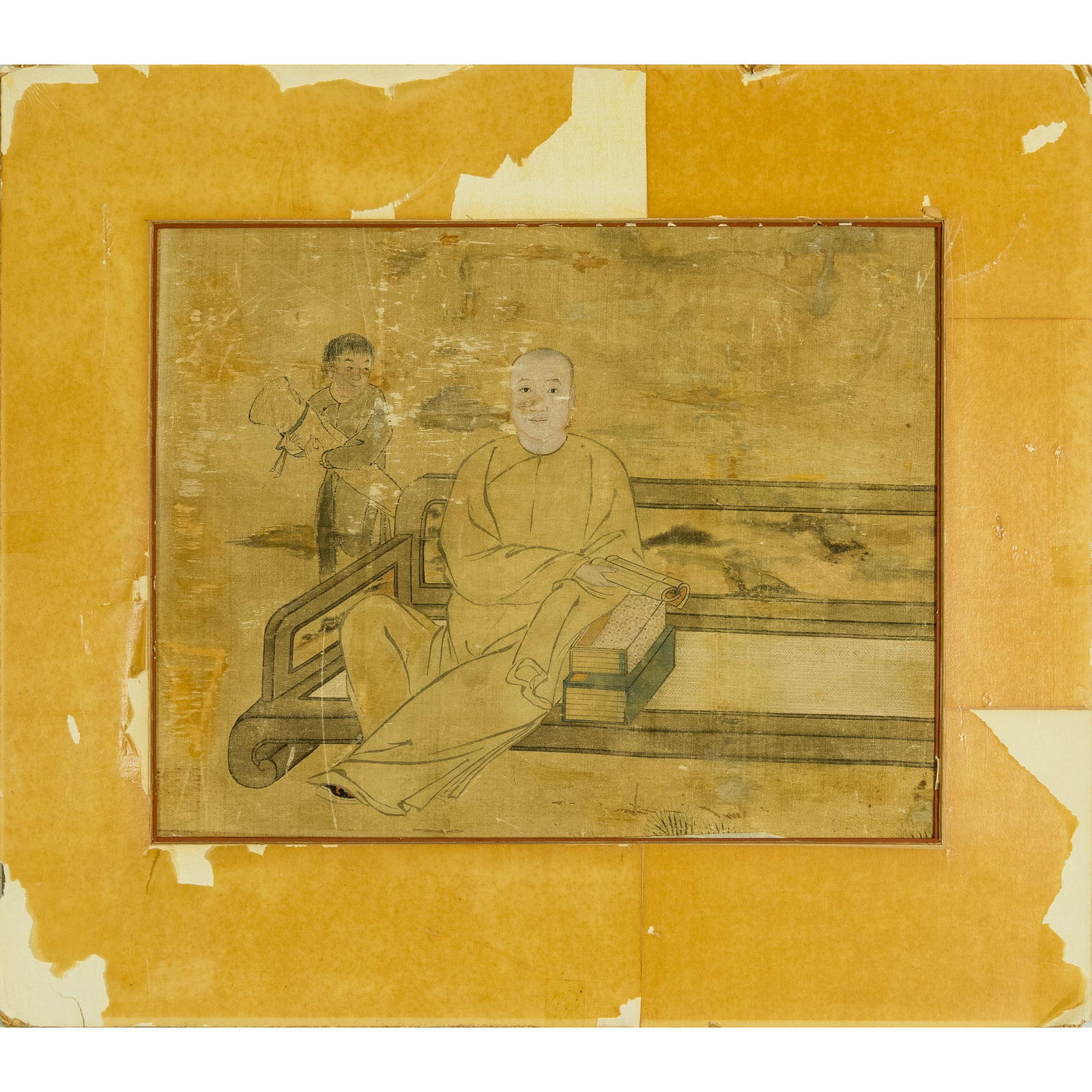 A Chinese 'figural' painting on silk: A Chinese 'figural' painting on silkWith one seal.Sight dimensions: H: 11 1/2, W: 15 in. (H: 29.2, W: 38.1 cm.)Private collection, Southern California.Click here for high resolution images. 