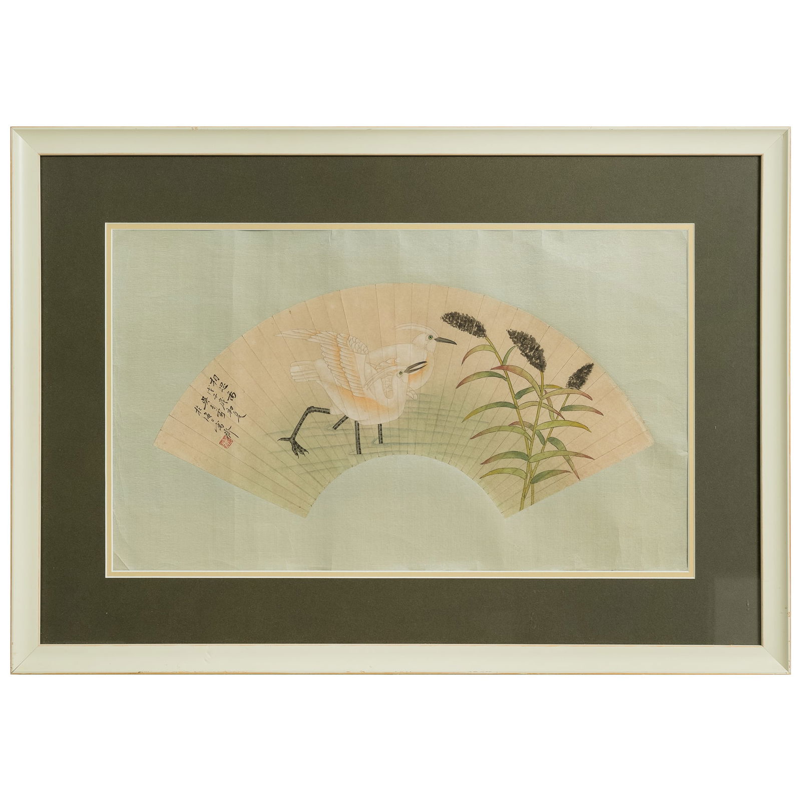 A Chinese fan painting of flower and bird, by Wu Qingxia (1910-2008) (1 of 6)