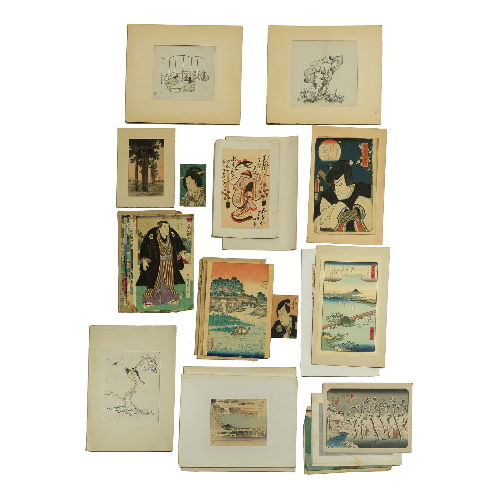 A collection of Japanese Ukiyo-e woodblock prints (1 of 10)