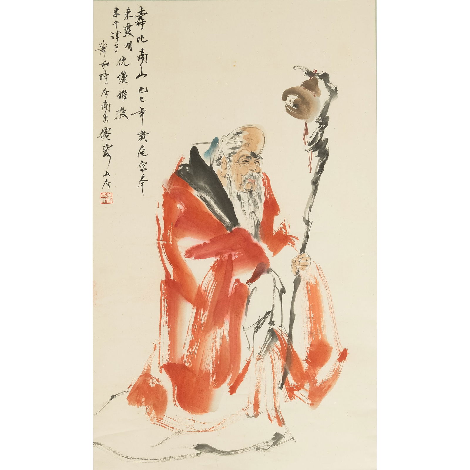 A Chinese painting of Shou, by Xiao He (b. 1948) (1 of 4)