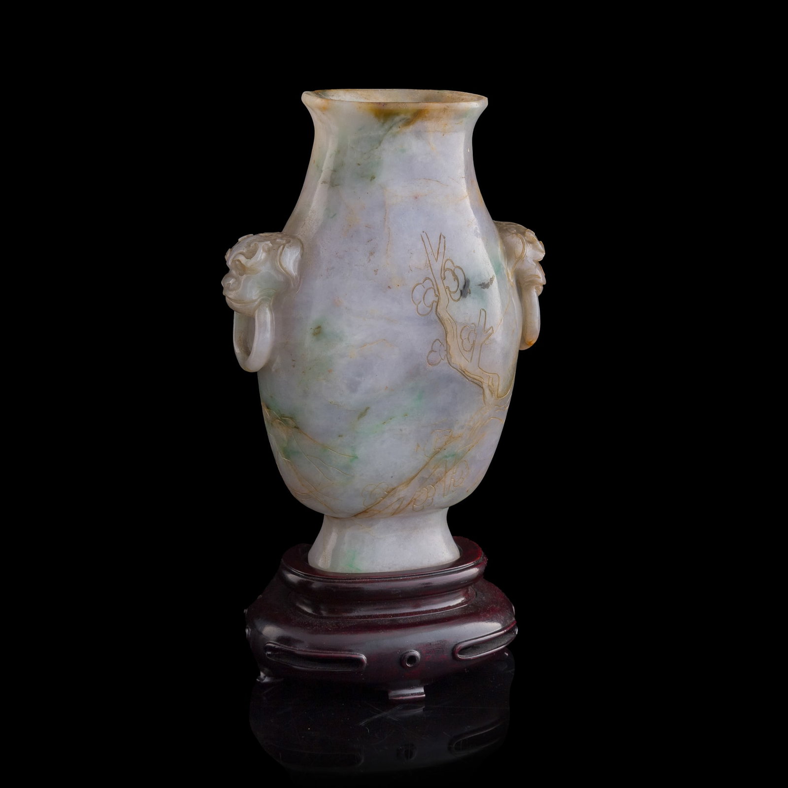 A Chinese jadeite double-handled vase, Qing dynasty (1 of 9)