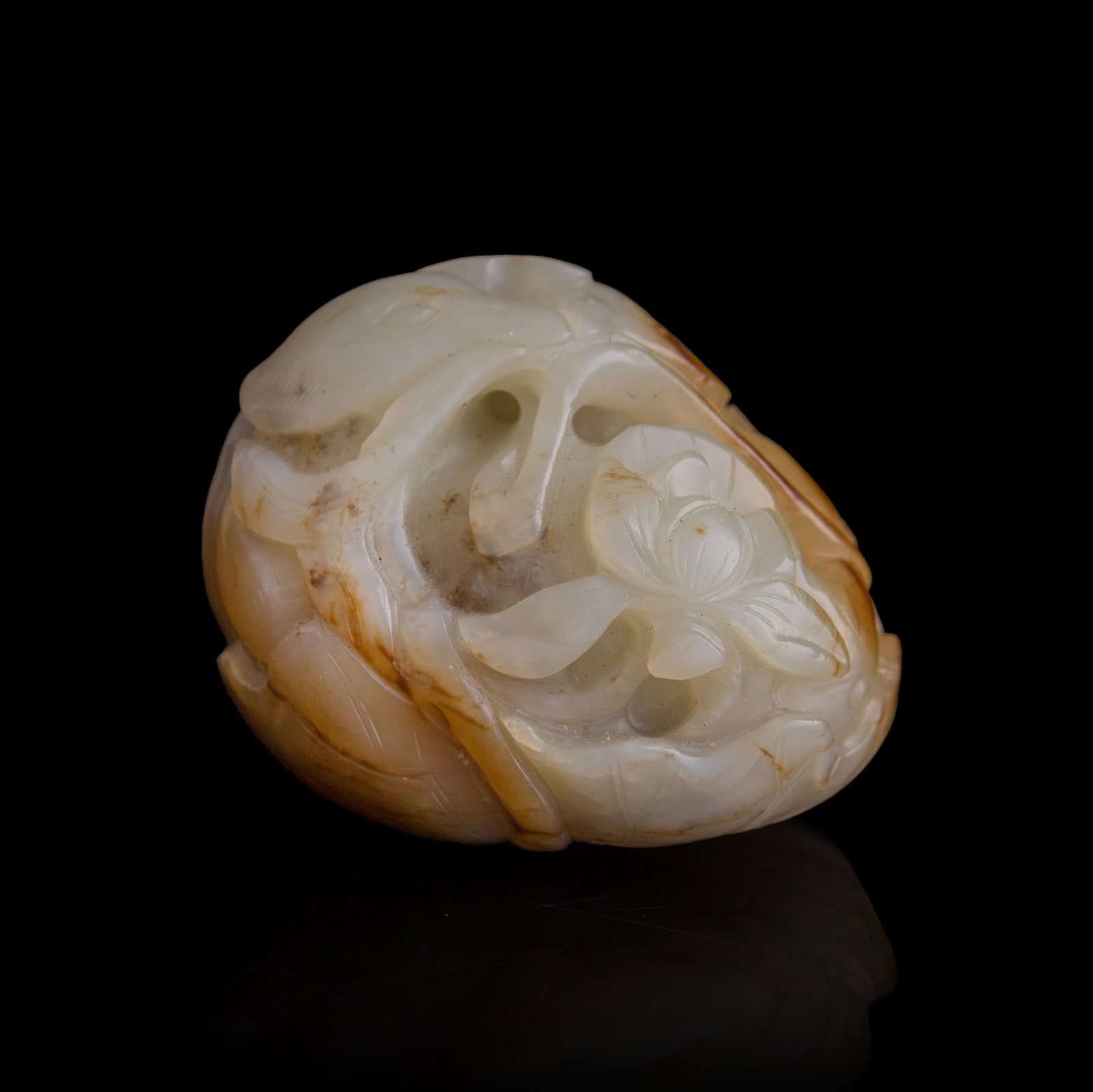 A Chinese white jade 'lotus pond' pendant, 19th century (1 of 7)