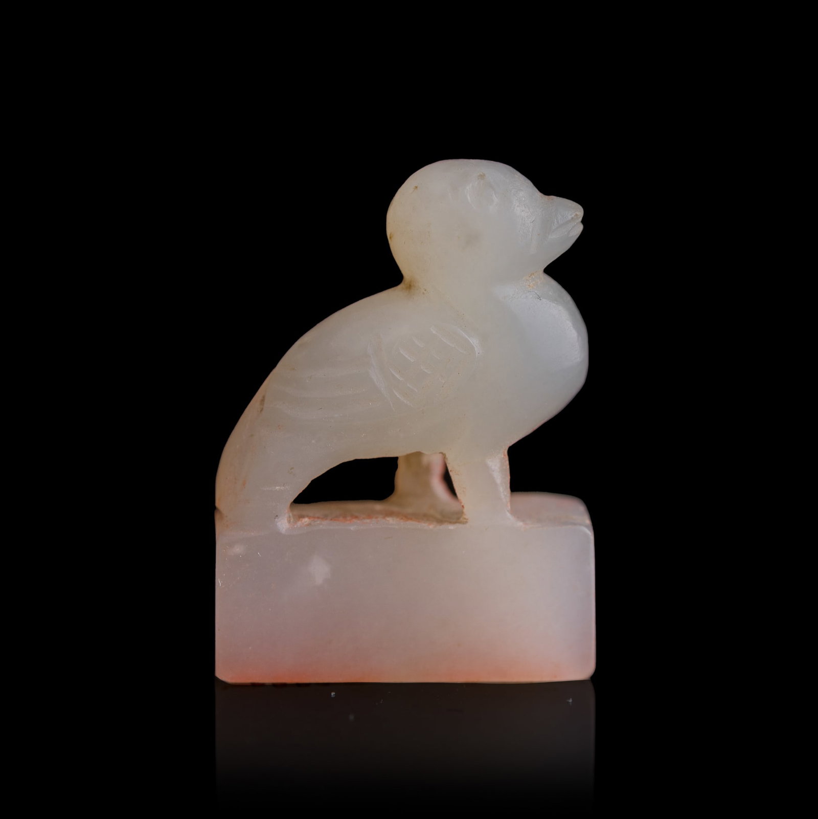 A Chinese white jade magpie-form seal, Qing dynasty (1 of 10)