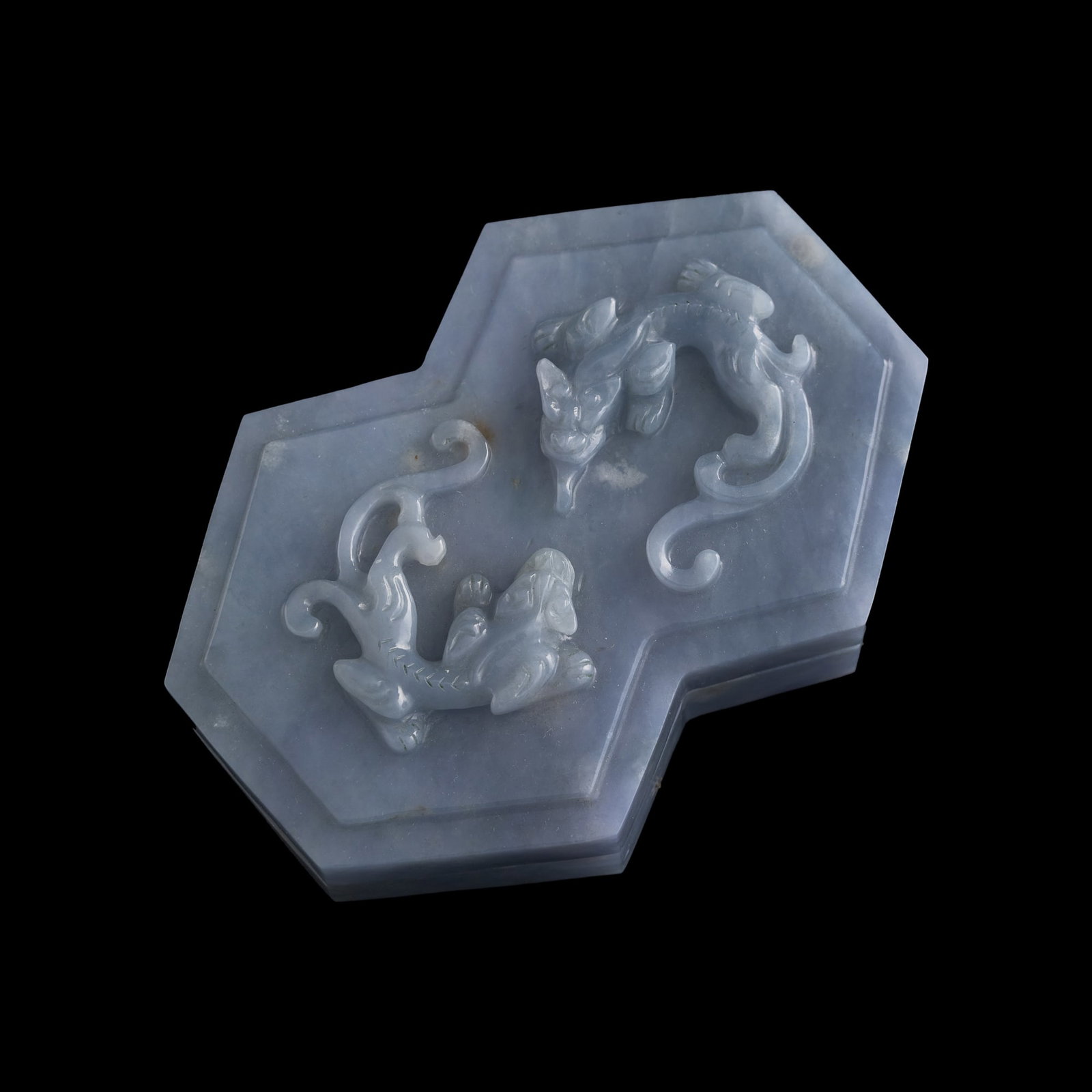 A Chinese carved jadeite 'chilong' lidded box, (1 of 8)