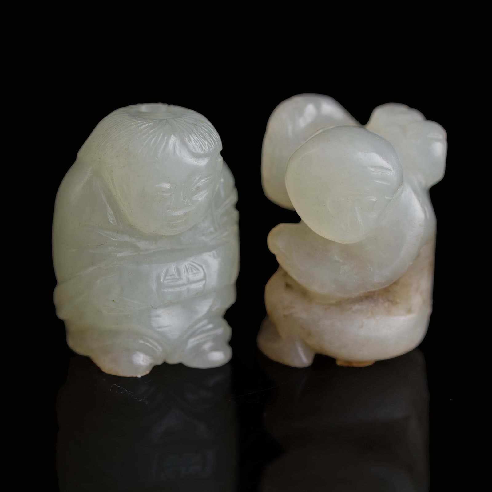 Two Chinese jade boy-form toggles, Qing dynasty (1 of 8)