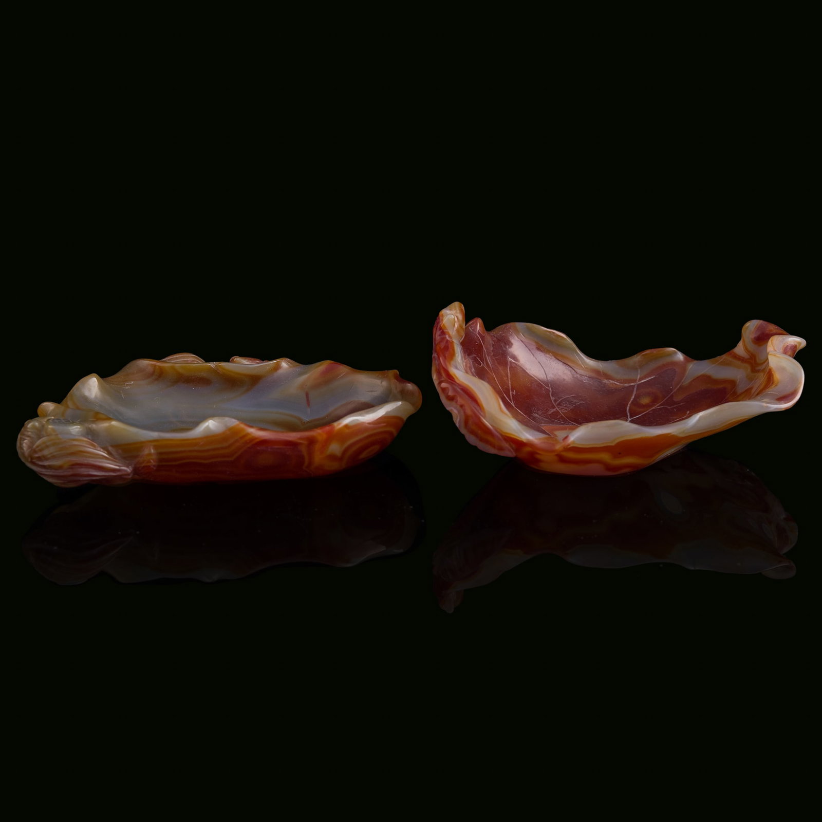 Two Chinese agate washers, Qing dynasty: Two Chinese agate washers Qing dynasty H: 2 3/8, W: 6, D: 4 1/2 in. (H: 6, W: 15.2, D: 11.4 cm.) Private collection, Pennsylvania. Click here for