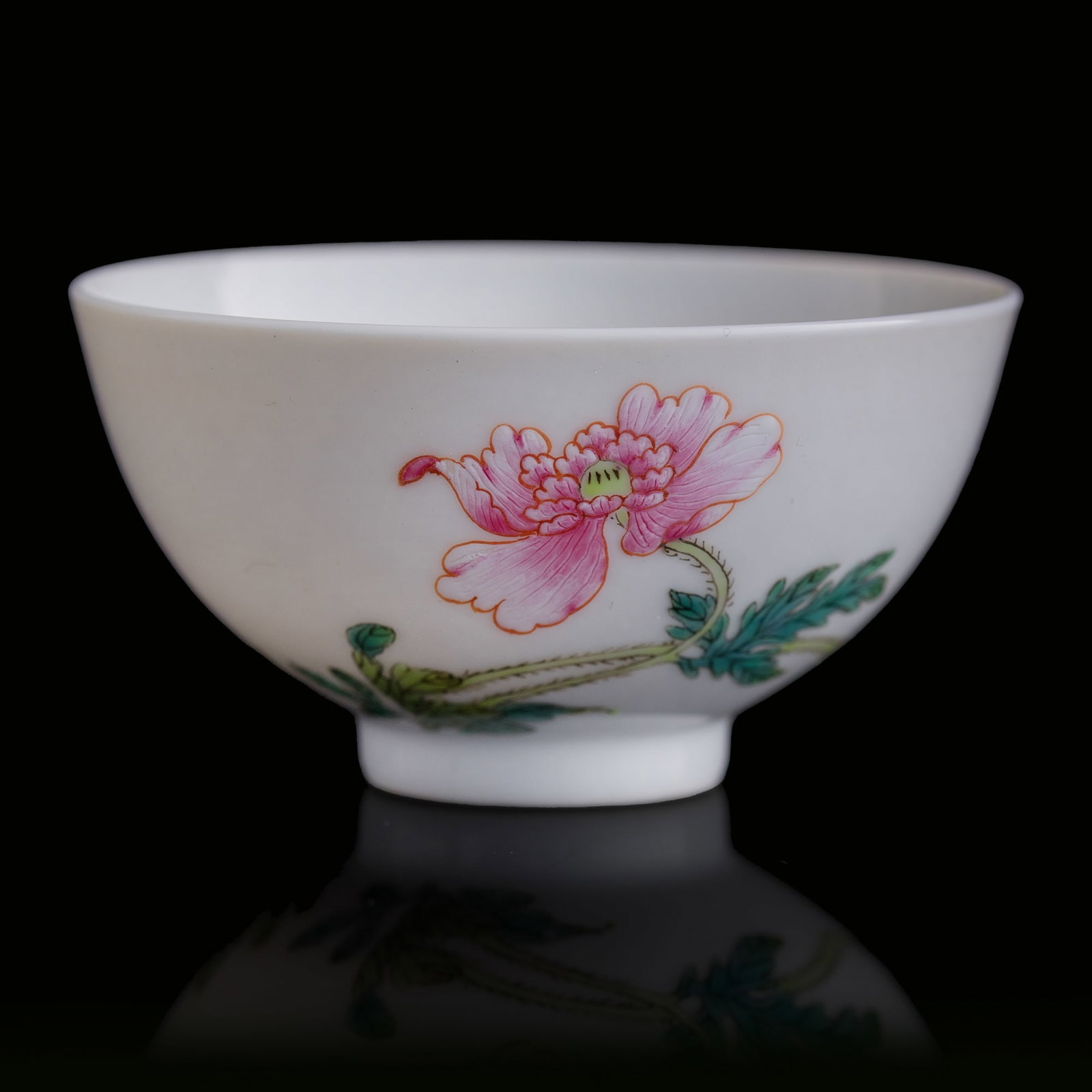 A Chinese famille rose 'floral' cup, Republic period: A Chinese famille rose 'floral' cup Republic period With four-character mark to underside. H: 1 1/4, Dia: 2 1/2 in. (H: 3.2, Dia: 6.4 cm.) Private collection, Mountain View, California.