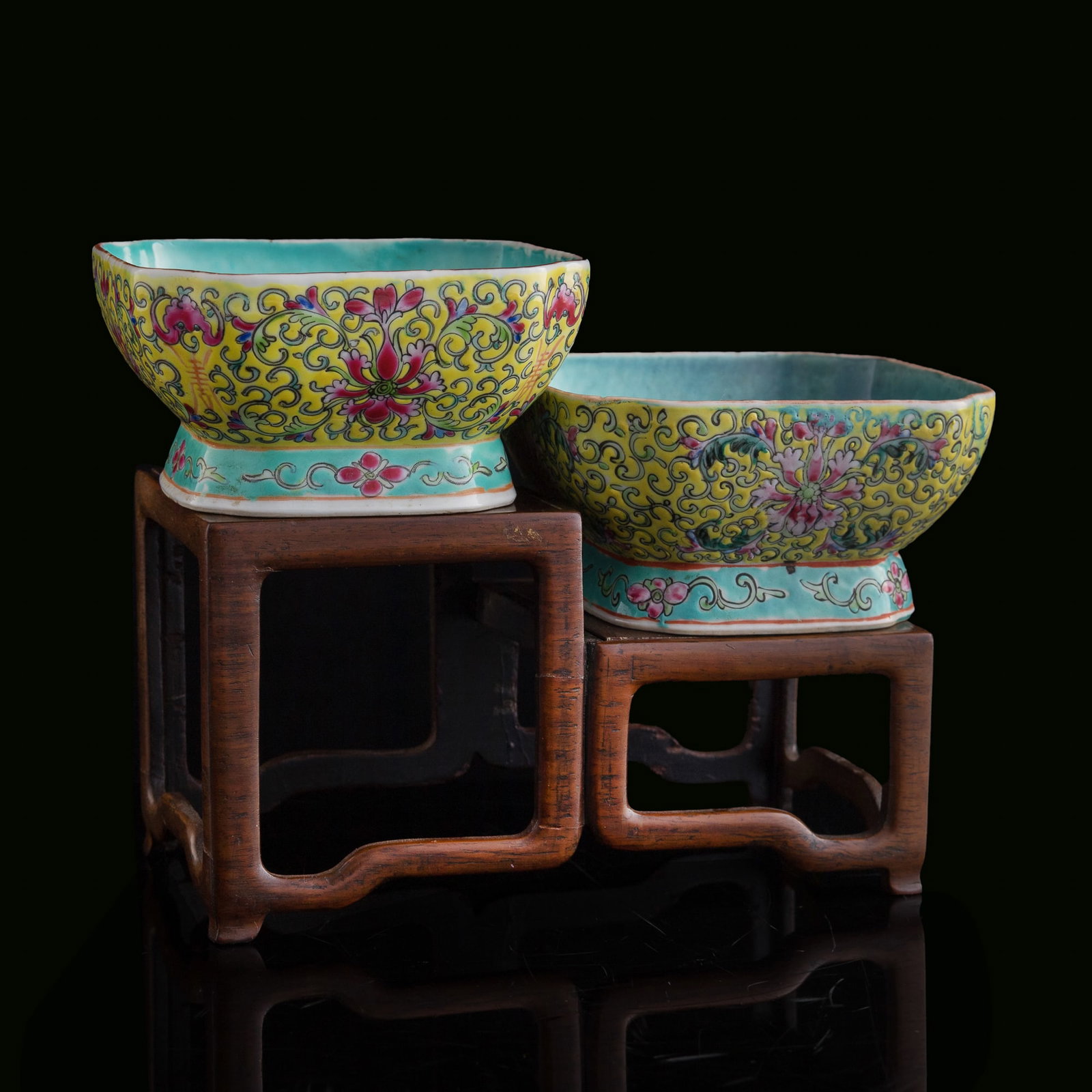 Two Chinese yellow-ground famille rose fruit bowls, late 19th century (1 of 11)