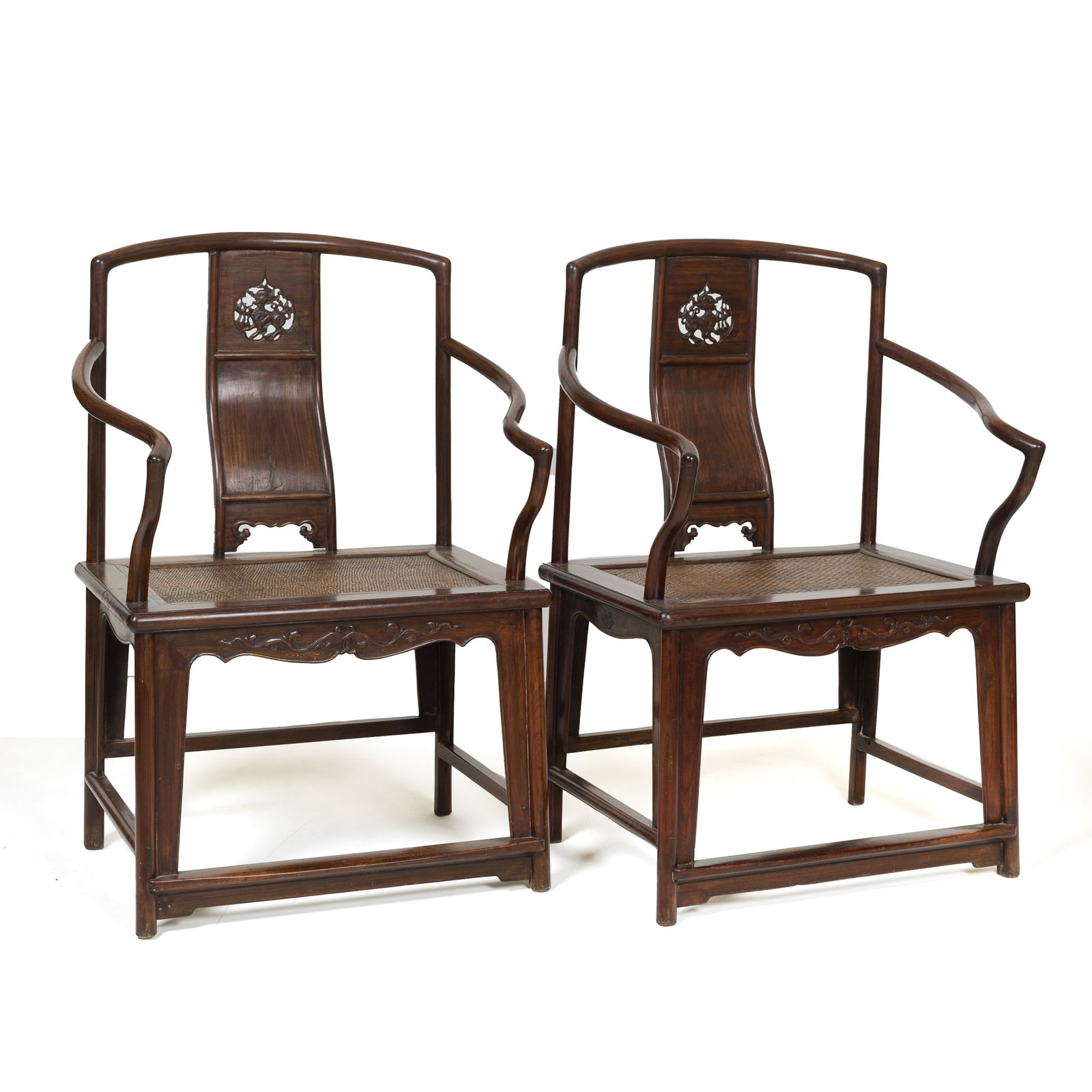 A pair of Chinese hardwood official's hat chairs, (1 of 11)