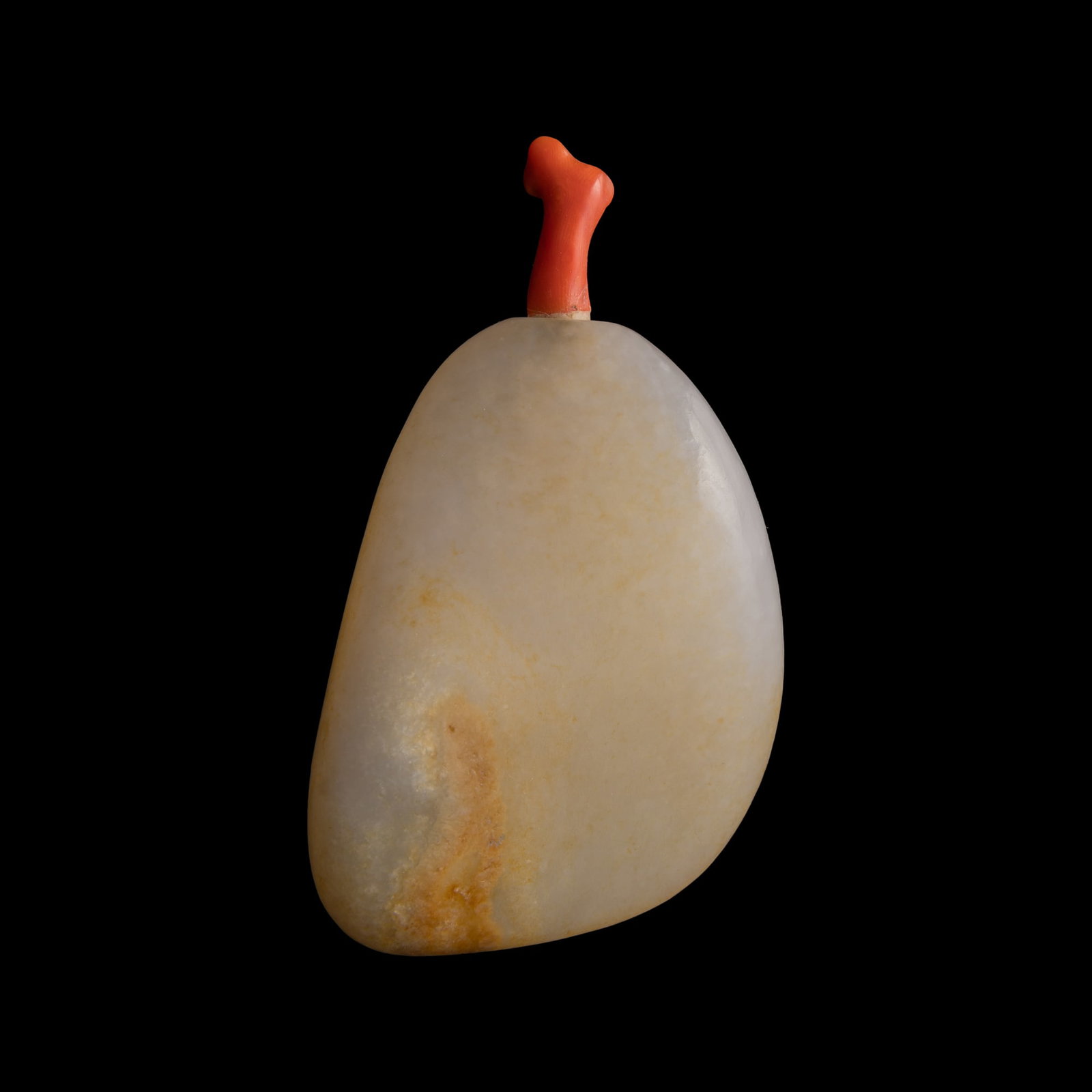 A Chinese white jade snuff bottle with russet skin, Qing dynasty (1 of 7)