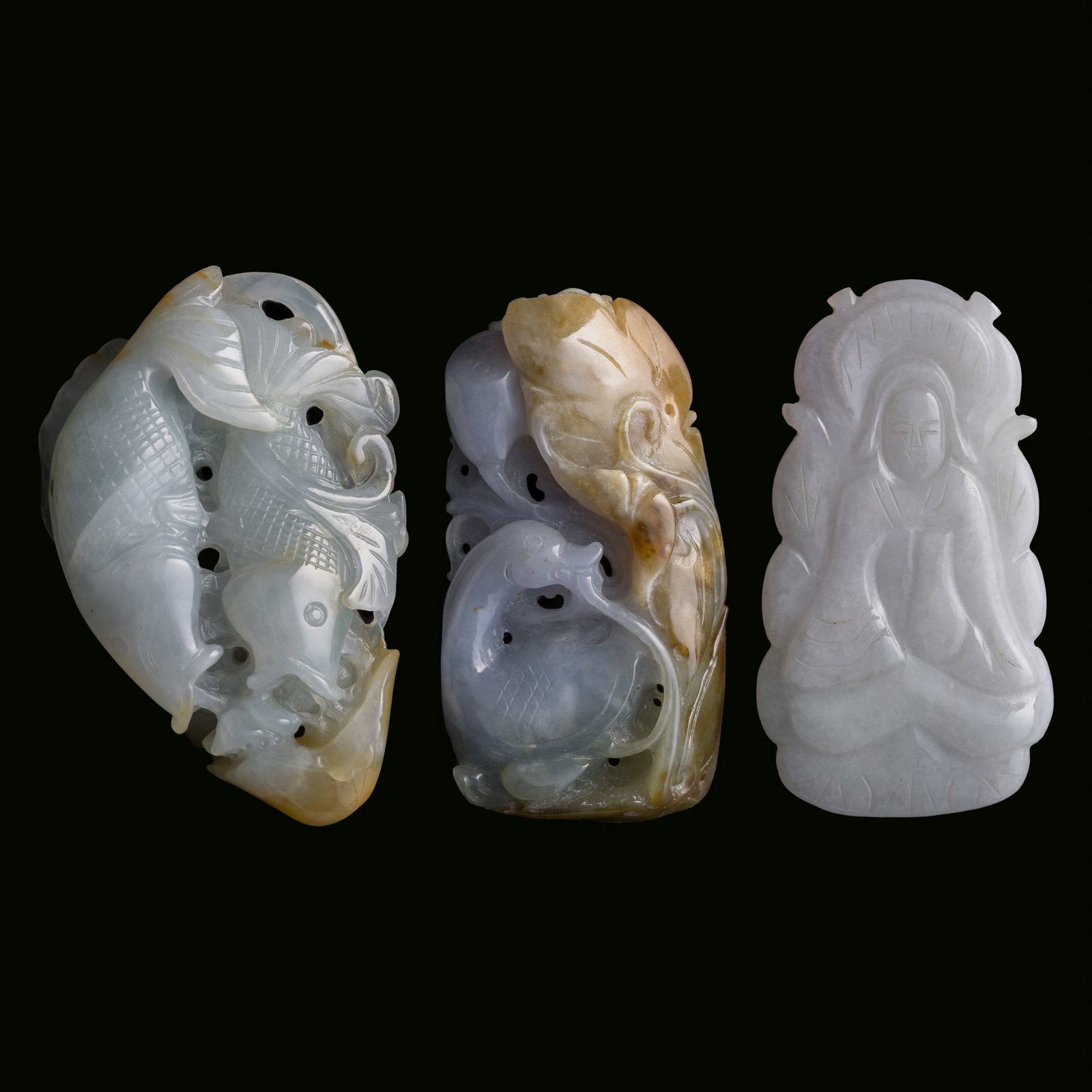 Three assorted Chinese jadeite pendants (1 of 7)