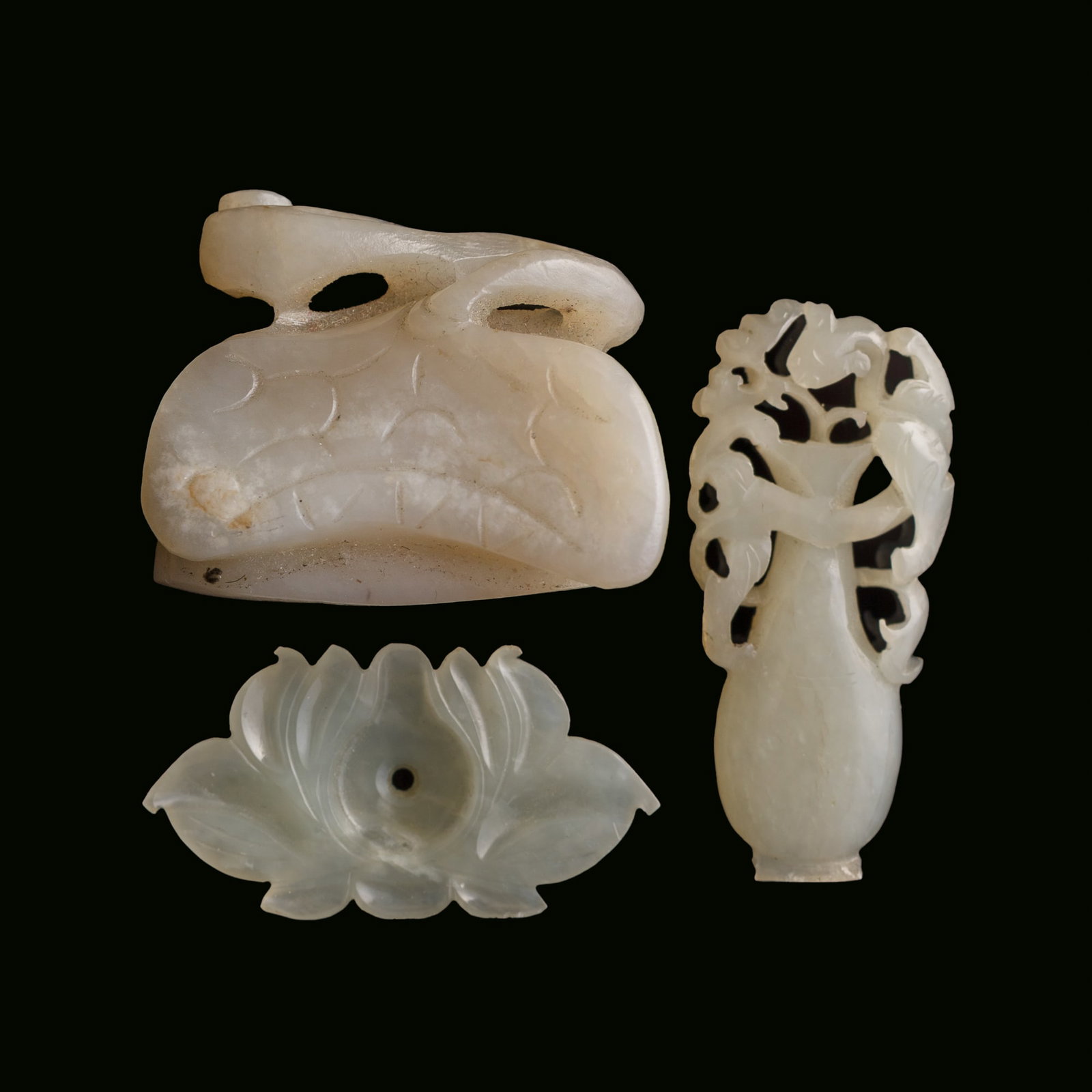 Three assorted Chinese jade carvings, Qing dynasty (1 of 8)