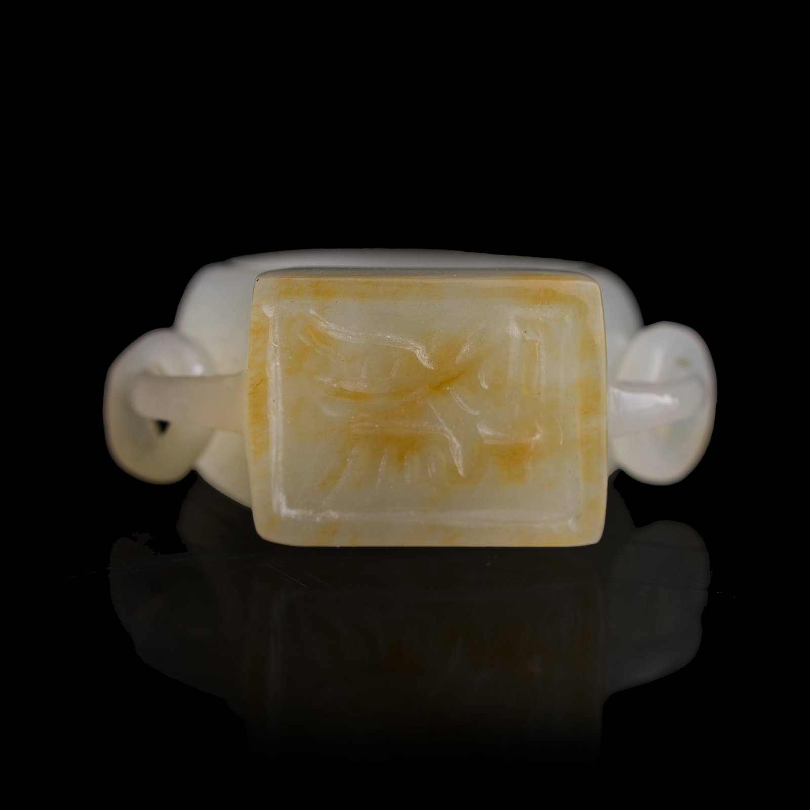 A Chinese white jade ring with russet skin, 18th/19th century: A Chinese white jade ring with russet skin 18th/19th century Inner Dia.: 19.6, H: 31 mm From Mrs. Lin in Irvine, California. Click here for high resolu