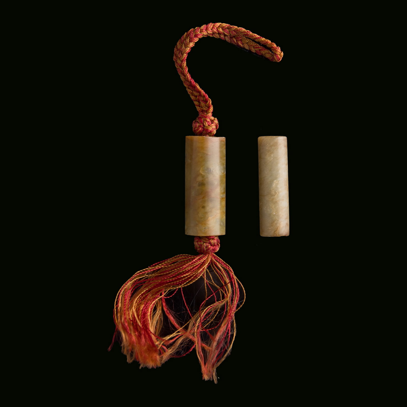 Two Chinese jade cylindrical beads, Ming dynasty or earlier (1 of 8)