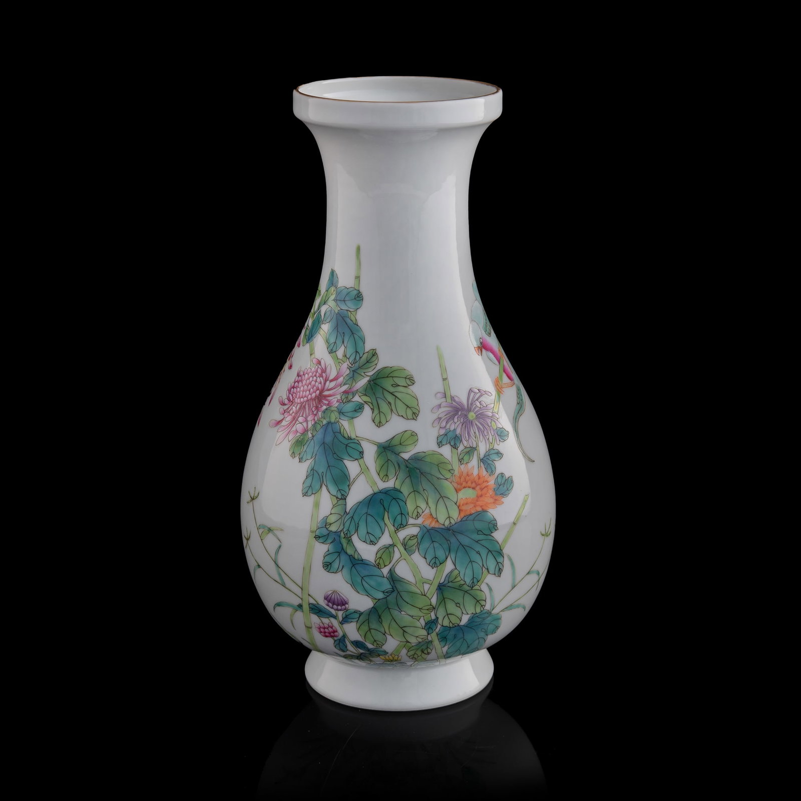 A Chinese famille rose 'floral' vase, Republic period: A Chinese famille rose 'floral' vase Republic period With four-character mark to underside. H: 12 3/4, Dia: 6 3/4 in. (H: 32.4, Dia: 17.1 cm.) From Mrs. Curren in Ventura, California, acquired by her 