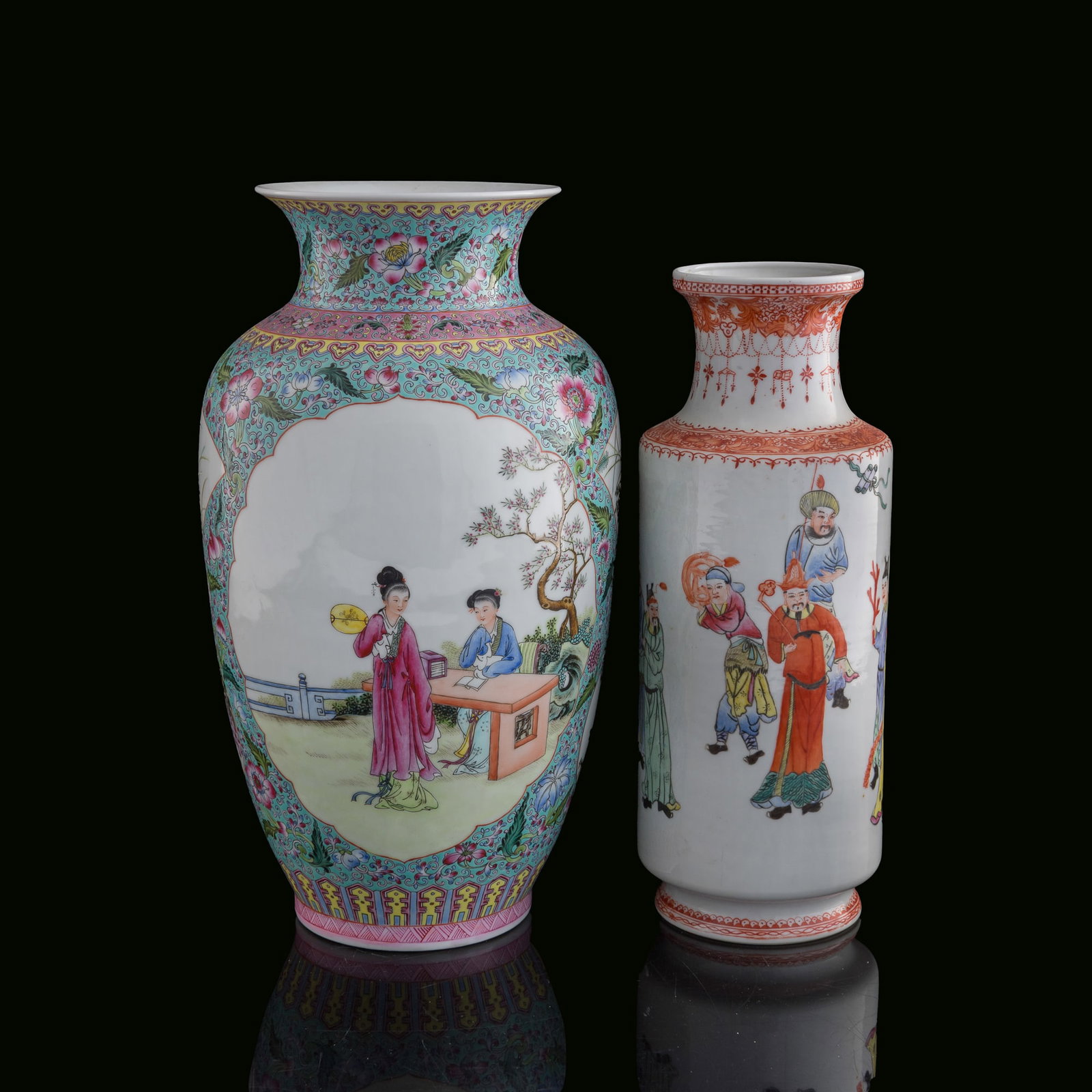 Two Chinese famille rose 'figural' vases, Republic period or later (1 of 13)