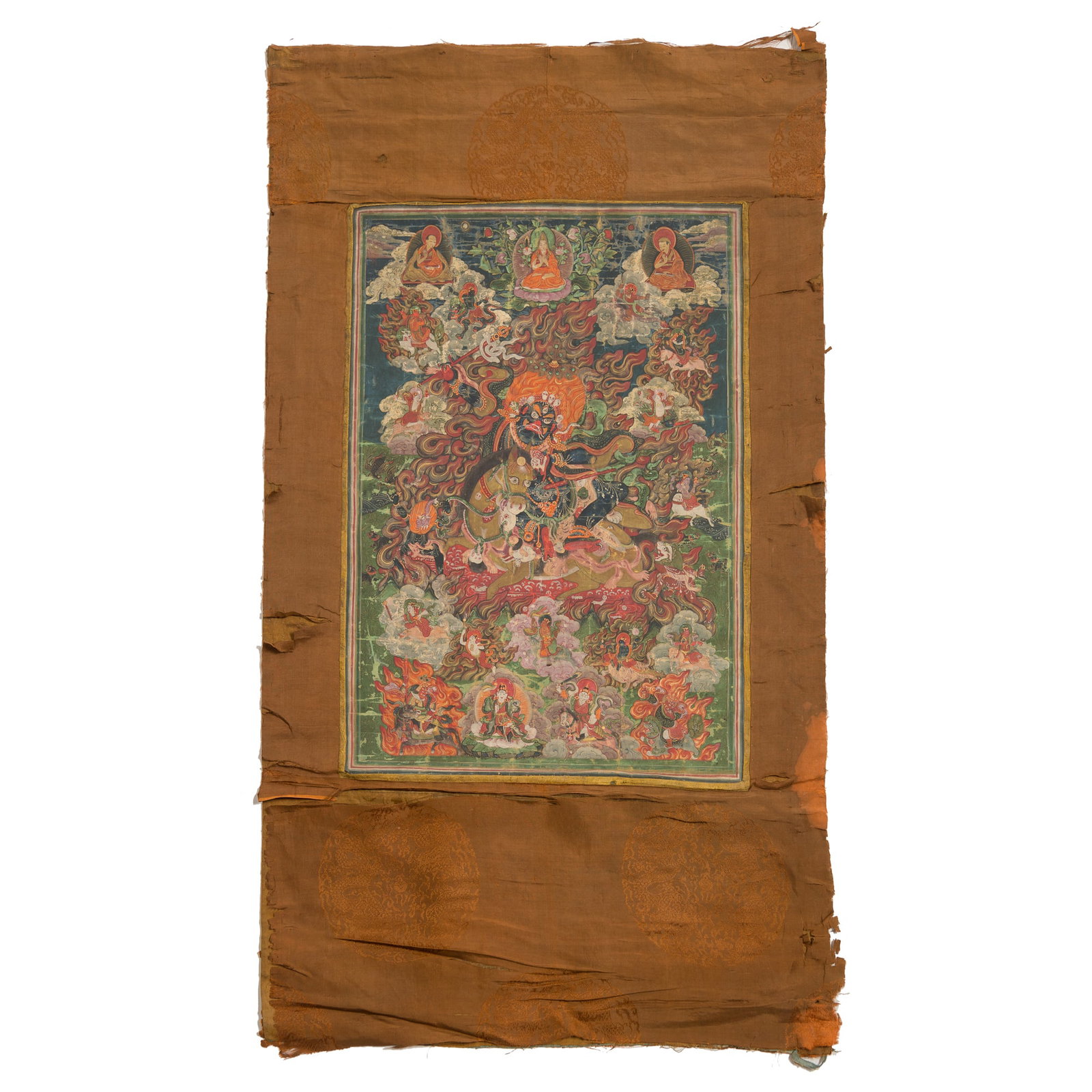 A thangka of Palden Lhamo, Qing dynasty: A thangka of Palden Lhamo Qing dynasty Sight dimensions: H: 27 7/8, W: 19 1/2 in. (H: 70.8, W: 49.5 cm.) From Mrs. Curren in Ventura, California, acquired by her grandmother.