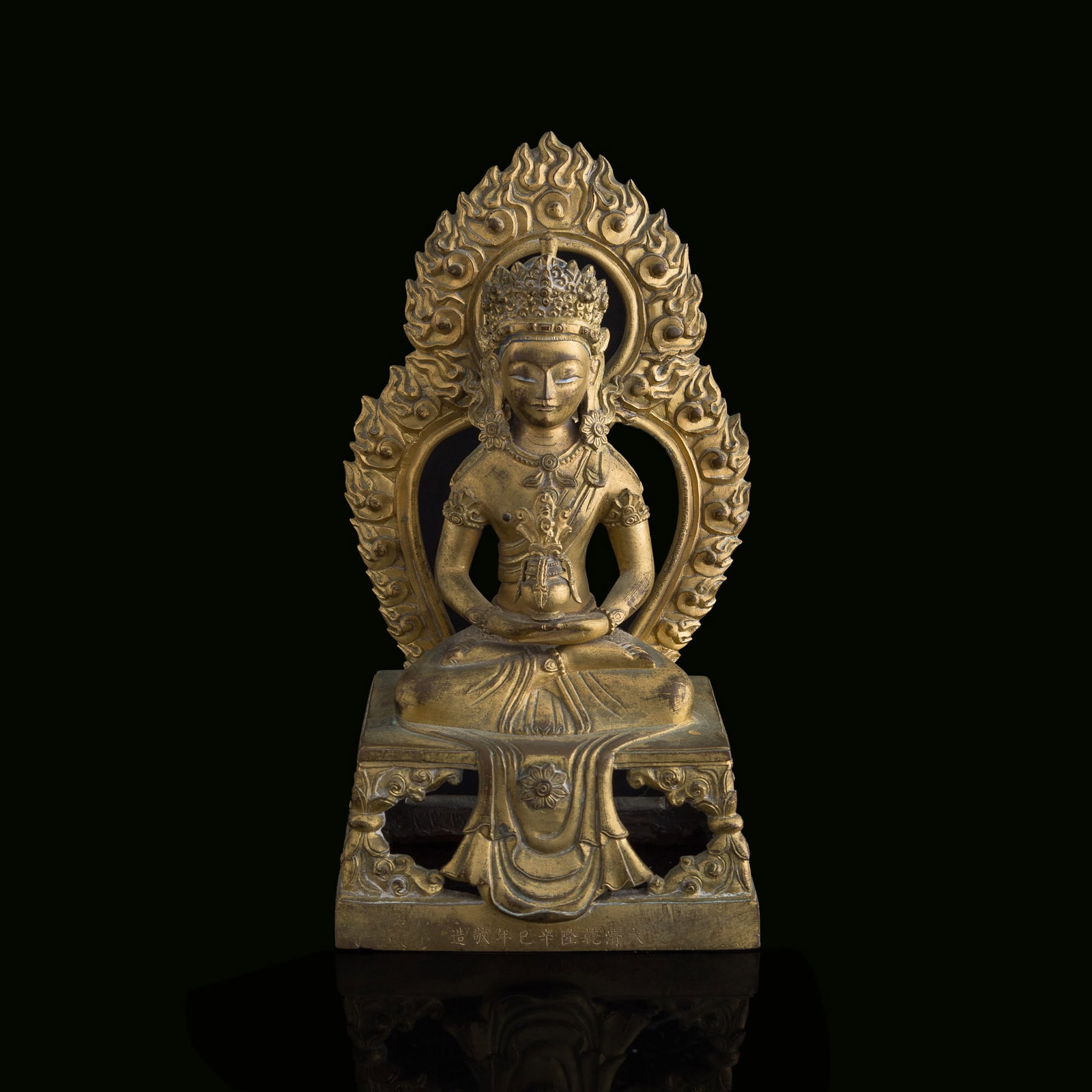 A Chinese gilt-bronze seated figure of Amitayus, 1761, Qianlong period, Qing dynasty (1 of 9)