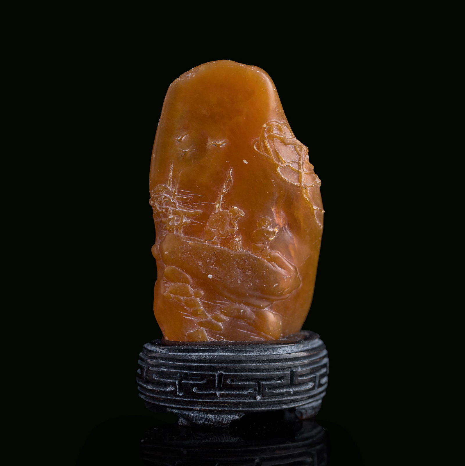 A Chinese carved Shoushan stone 'landscape' seal (1 of 9)