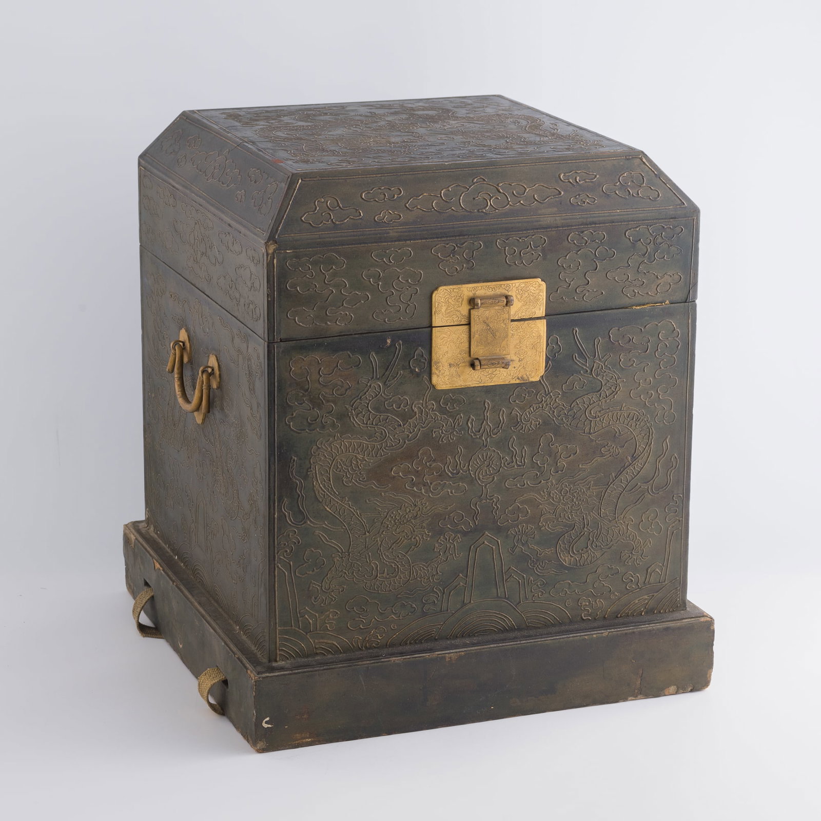A Chinese gilt and lifen wooden imperial document chest, Qianlong period, Qing dynasty (1 of 12)