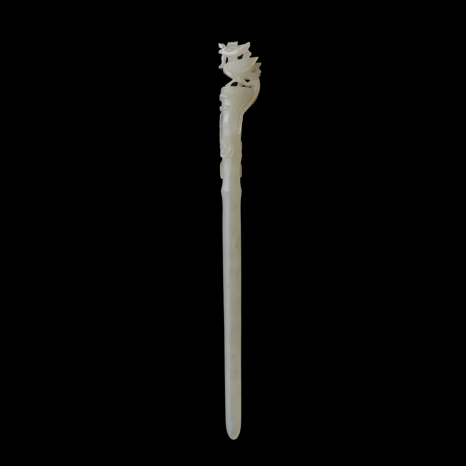 A Chinese white jade hairpin, Ming dynasty (1 of 8)
