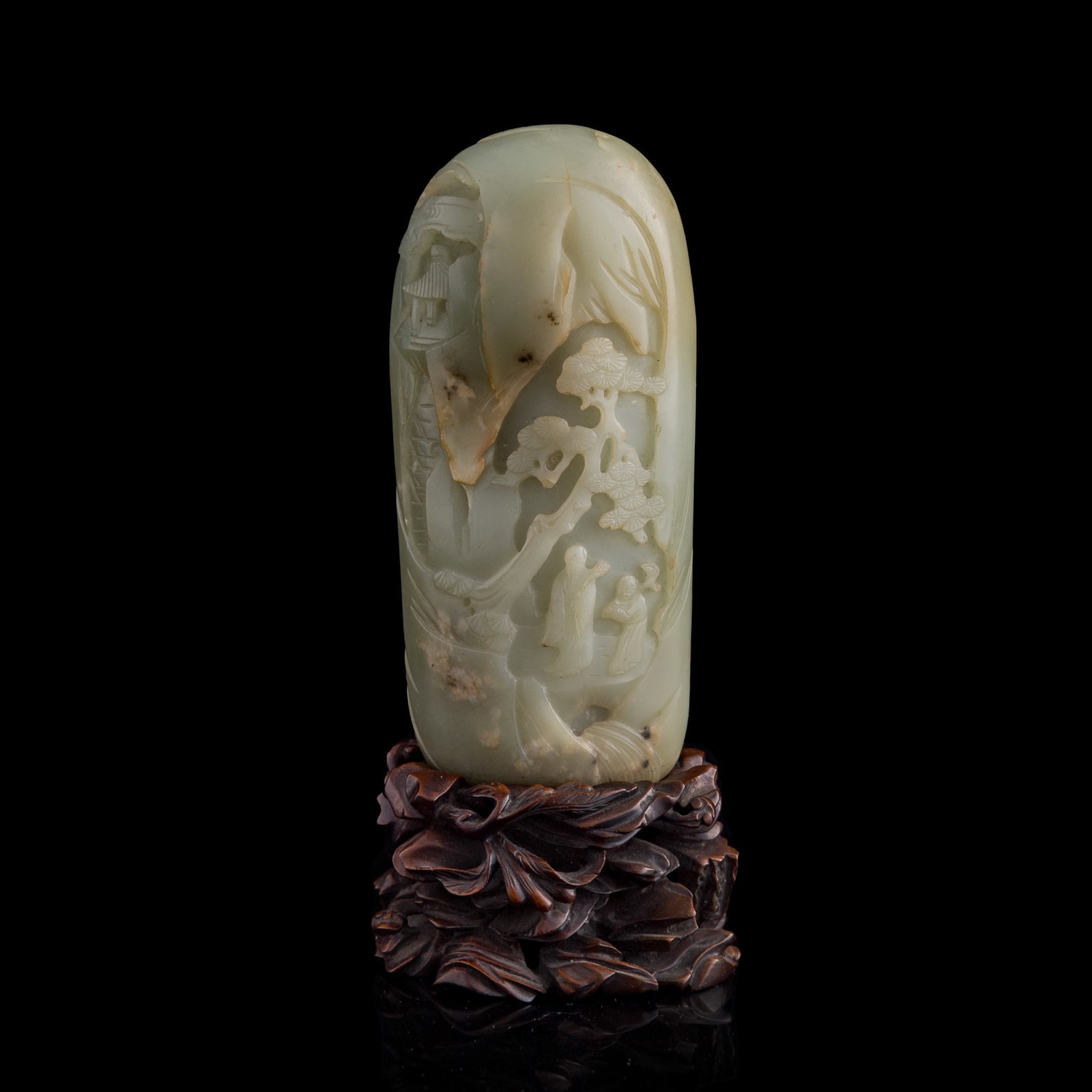A Chinese celadon jade mountain-form landscape ornament, 18th century (1 of 11)