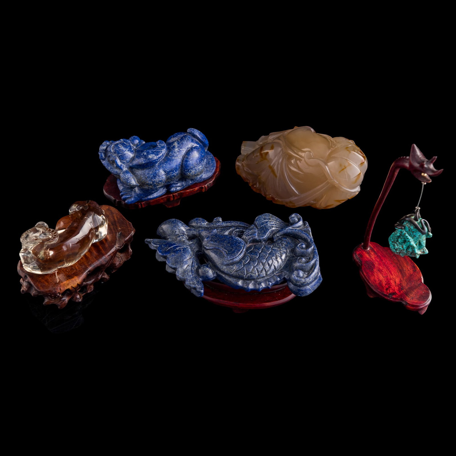 Five assorted hardstone carvings - 3