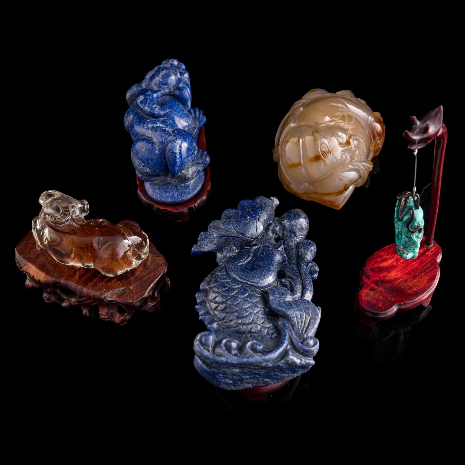 Five assorted hardstone carvings - 4