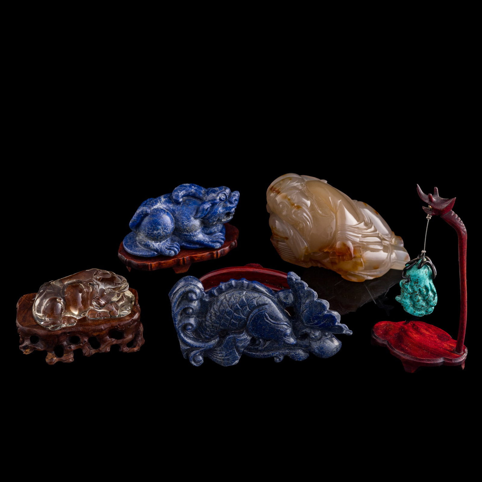 Five assorted hardstone carvings - 7