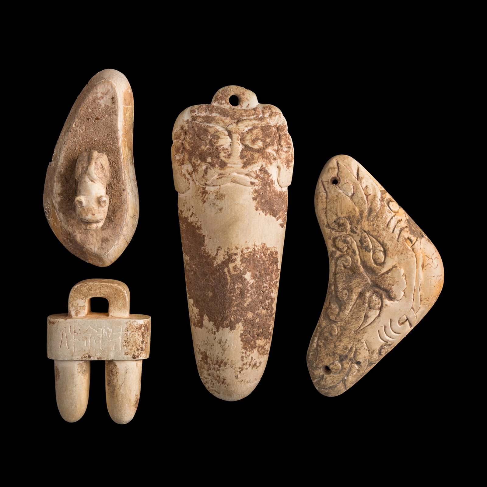Four Chinese funerary jade ornaments, Tang dynasty or earlier (1 of 11)