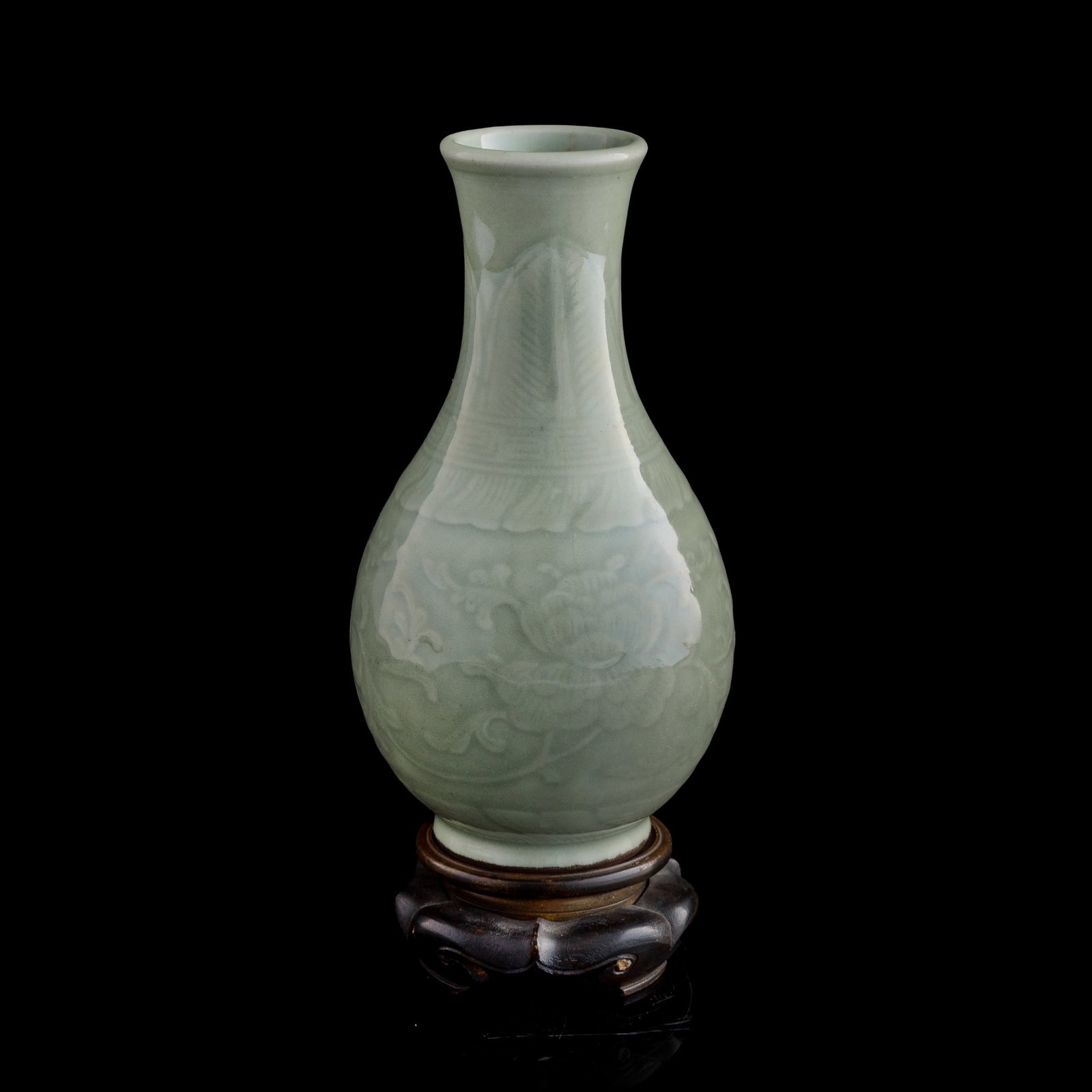 A Chinese Longquan-imitation celadon molded vase, 18th century (1 of 10)