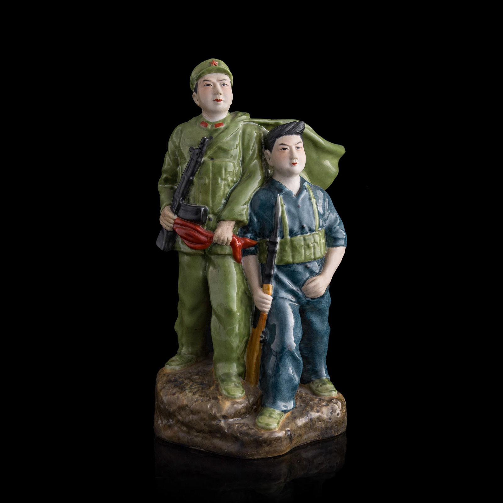 A Chinese porcelain figural group, Cultural Revolution period: A Chinese porcelain figural group Cultural Revolution period H: 12 1/2, W: 6 3/8, D: 5 1/4 in. (H: 31.8, W: 16.2, D: 13.3 cm.) From the collection of John Feenie of San Marino, CA. Mr. Feenie served a