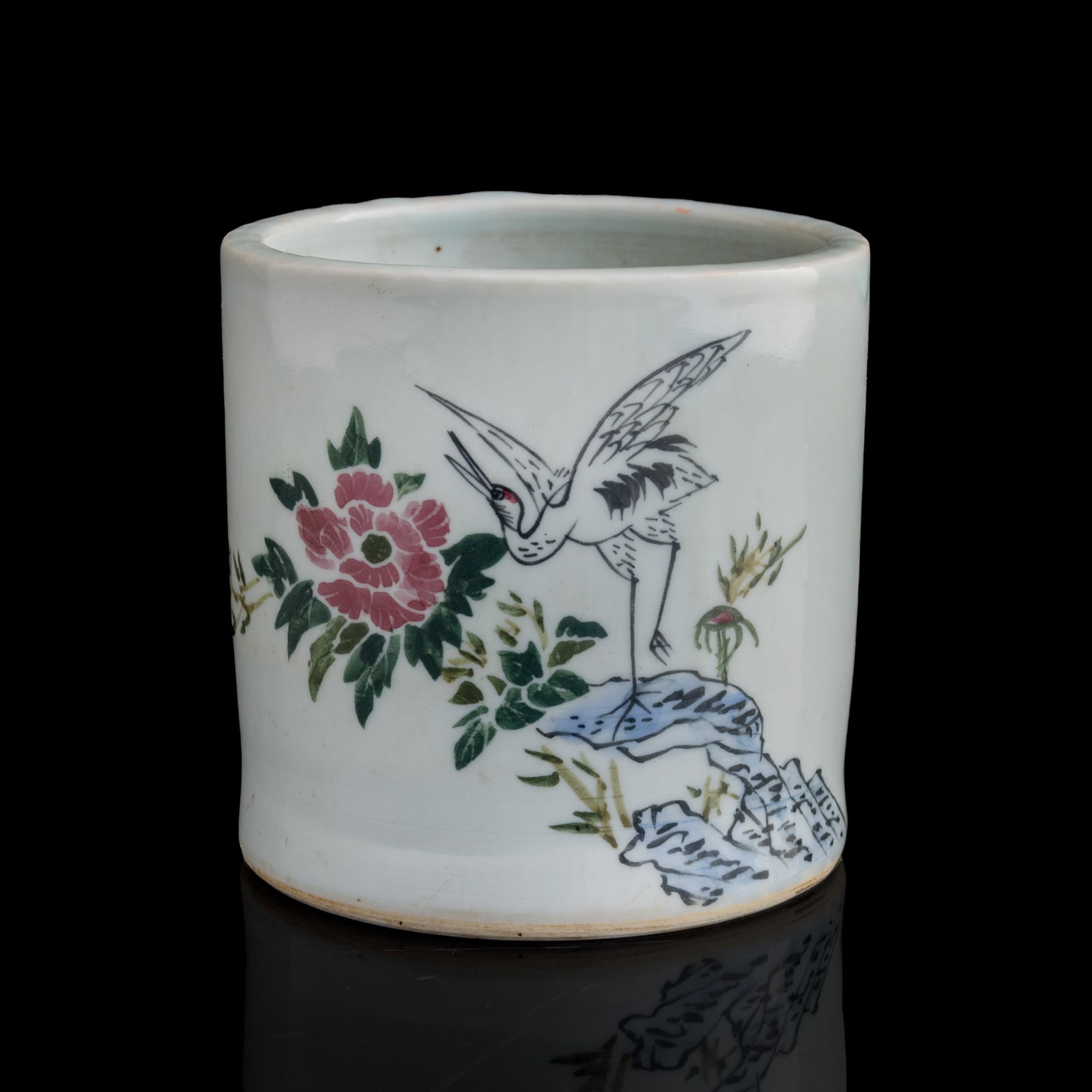 A Chinese Liling 'flower and bird' porcelain brushpot, Republic period (1 of 9)
