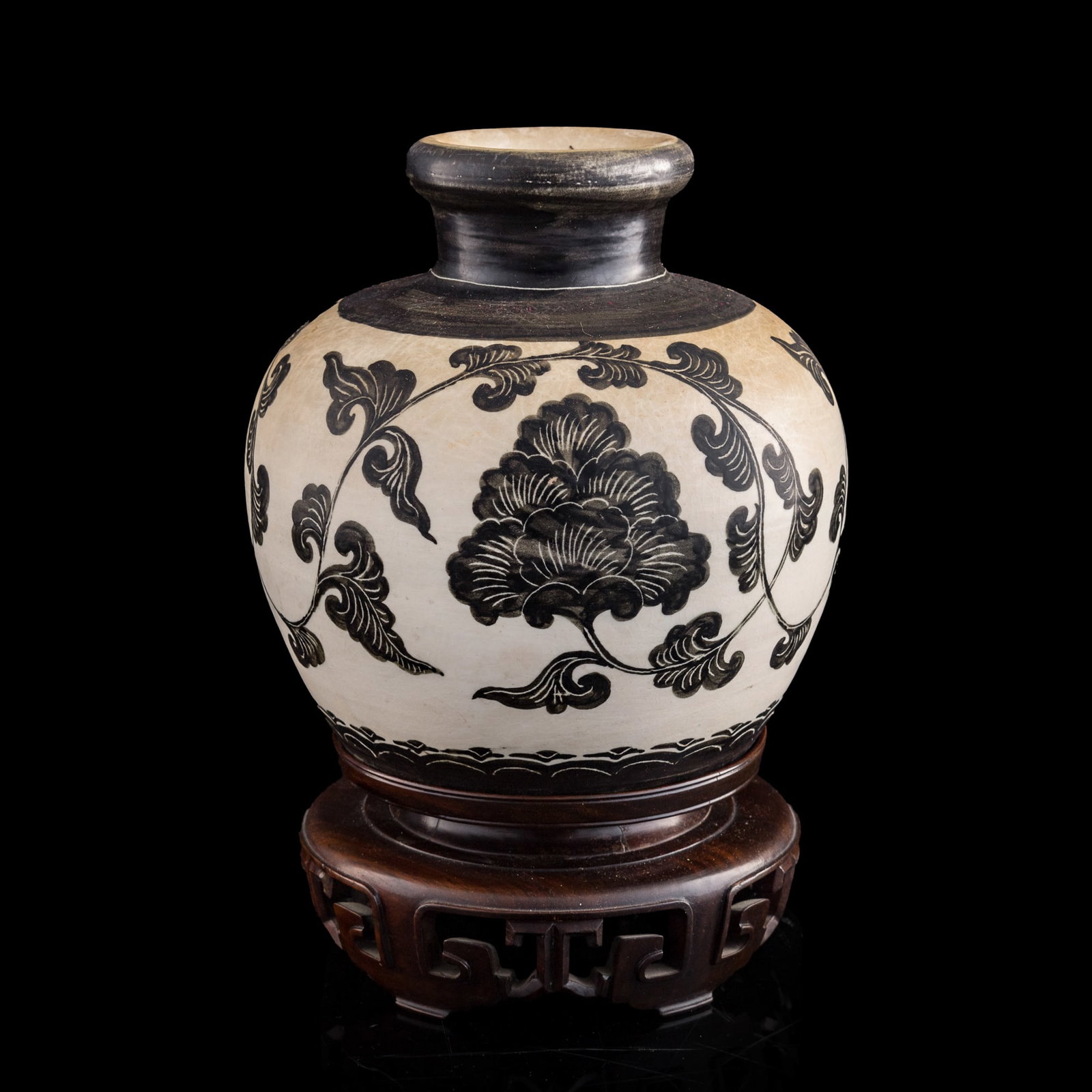 A Chinese incised Cizhou ware 'floral' jar, Ming dynasty or earlier (1 of 10)