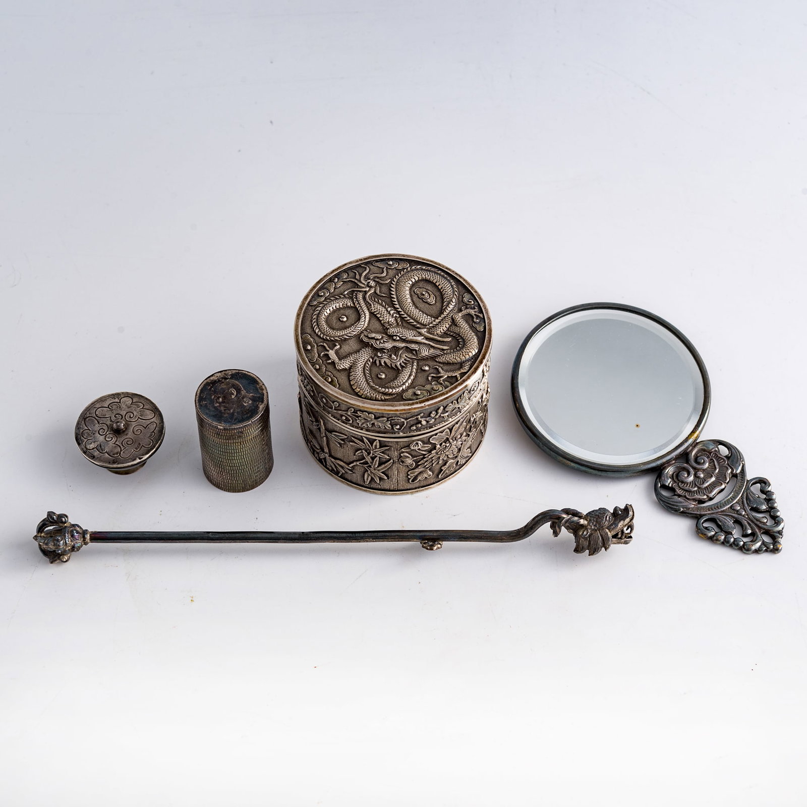 Five assorted Chinese silver objects, 19th century (1 of 11)
