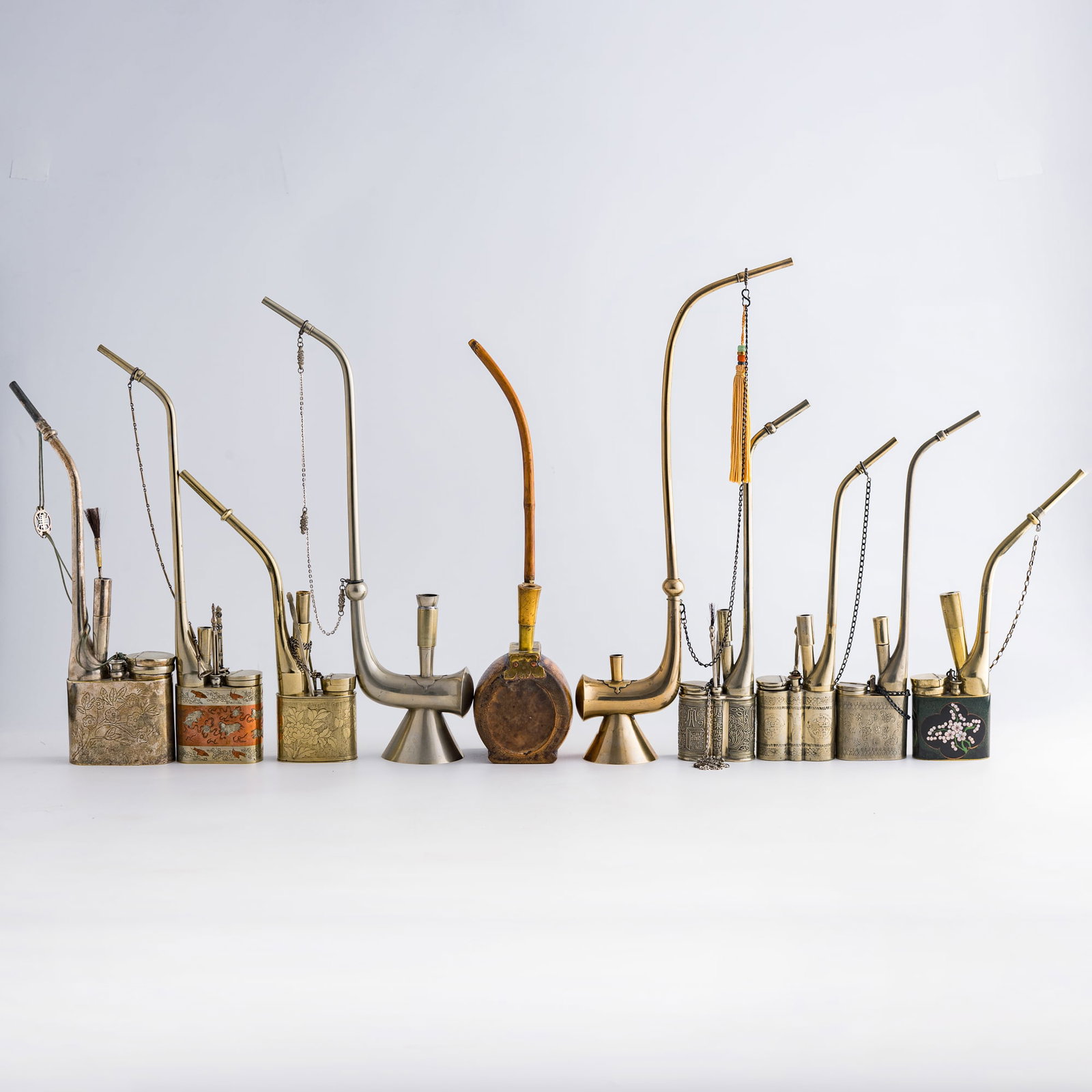A group of ten assorted water pipes, Qing dynasty/Republic period (1 of 11)