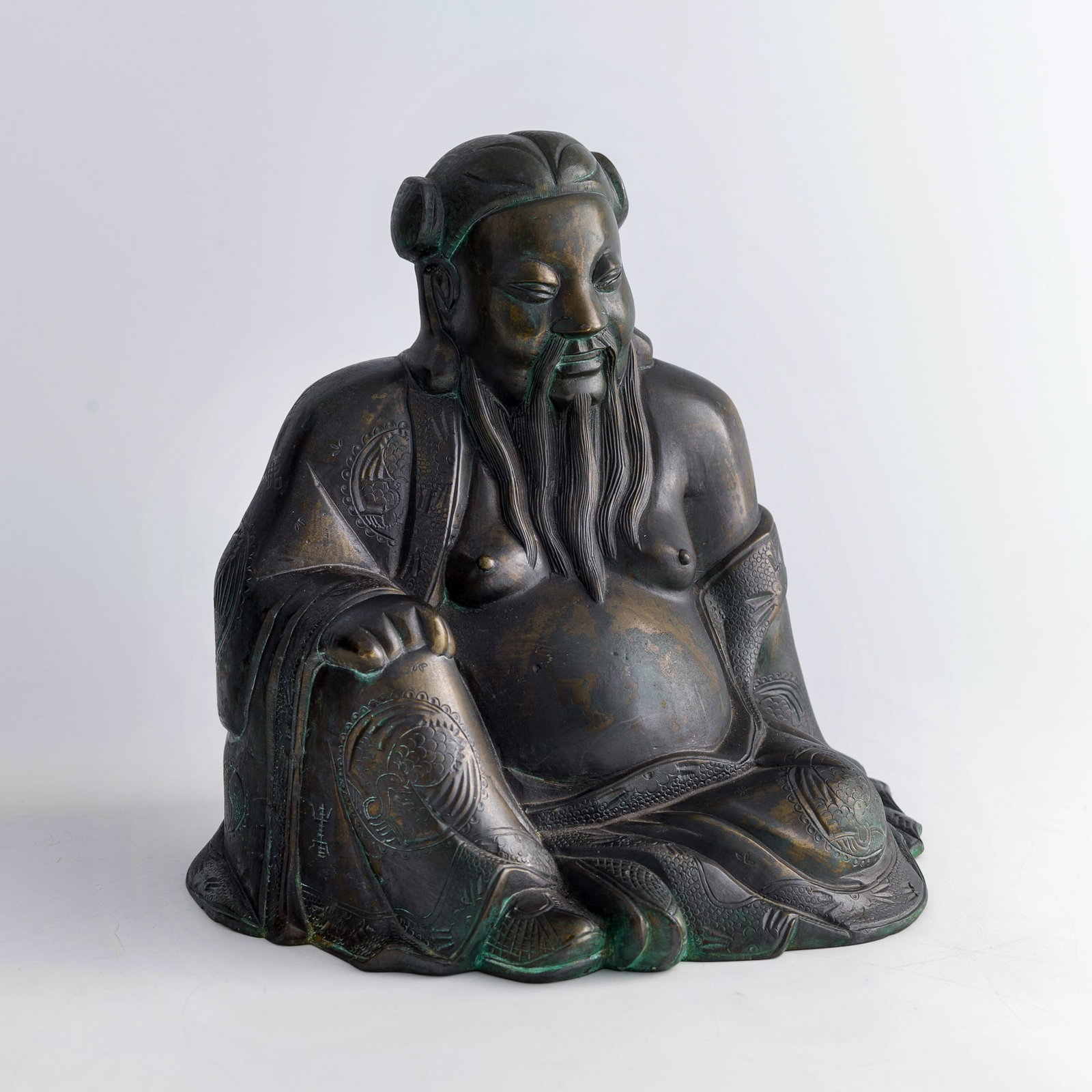 A Chinese bronze figure of Han Zhongli, early 19th century (1 of 8)