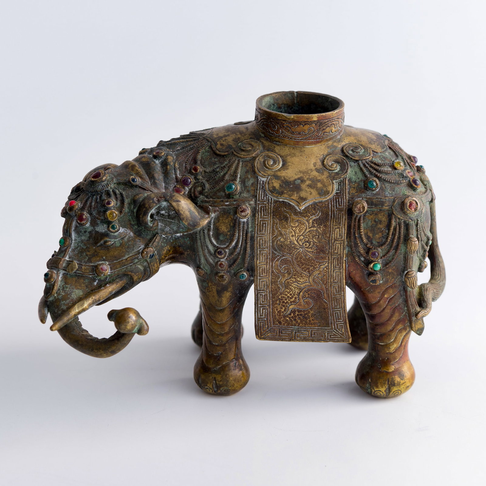 A Chinese gilt-bronze figure of an elephant, 18th century (1 of 8)