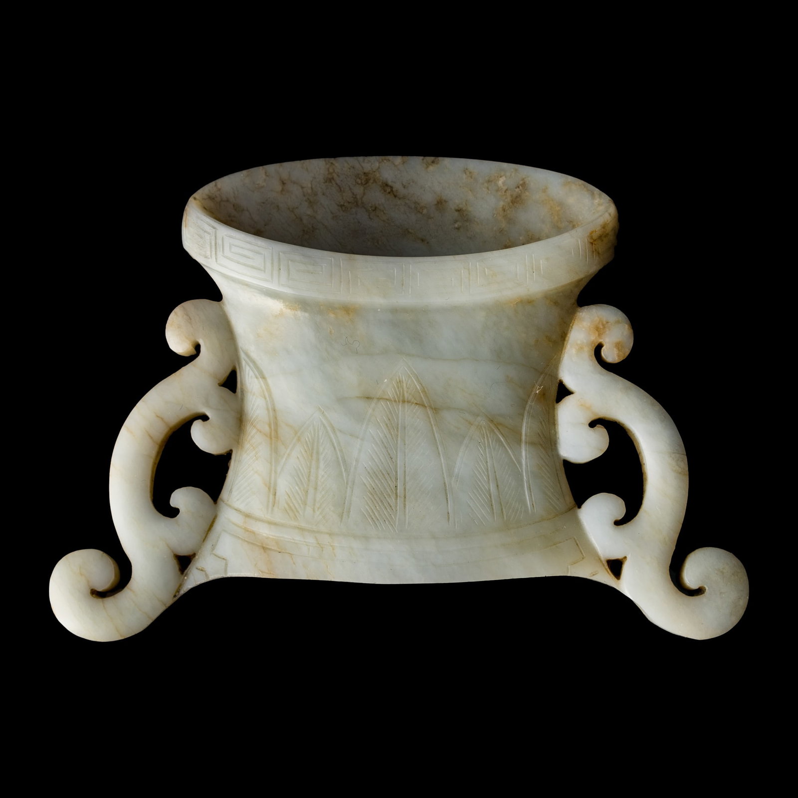 A Chinese white jade inlay piece, 18th century: A Chinese white jade inlay piece 18th century H: 3 1/8, W: 4 1/2, D: 3/4 in. (H: 7.9, W: 11.4, D: 1.9 cm.) Private collection, New York. Click here for high resolution images.
