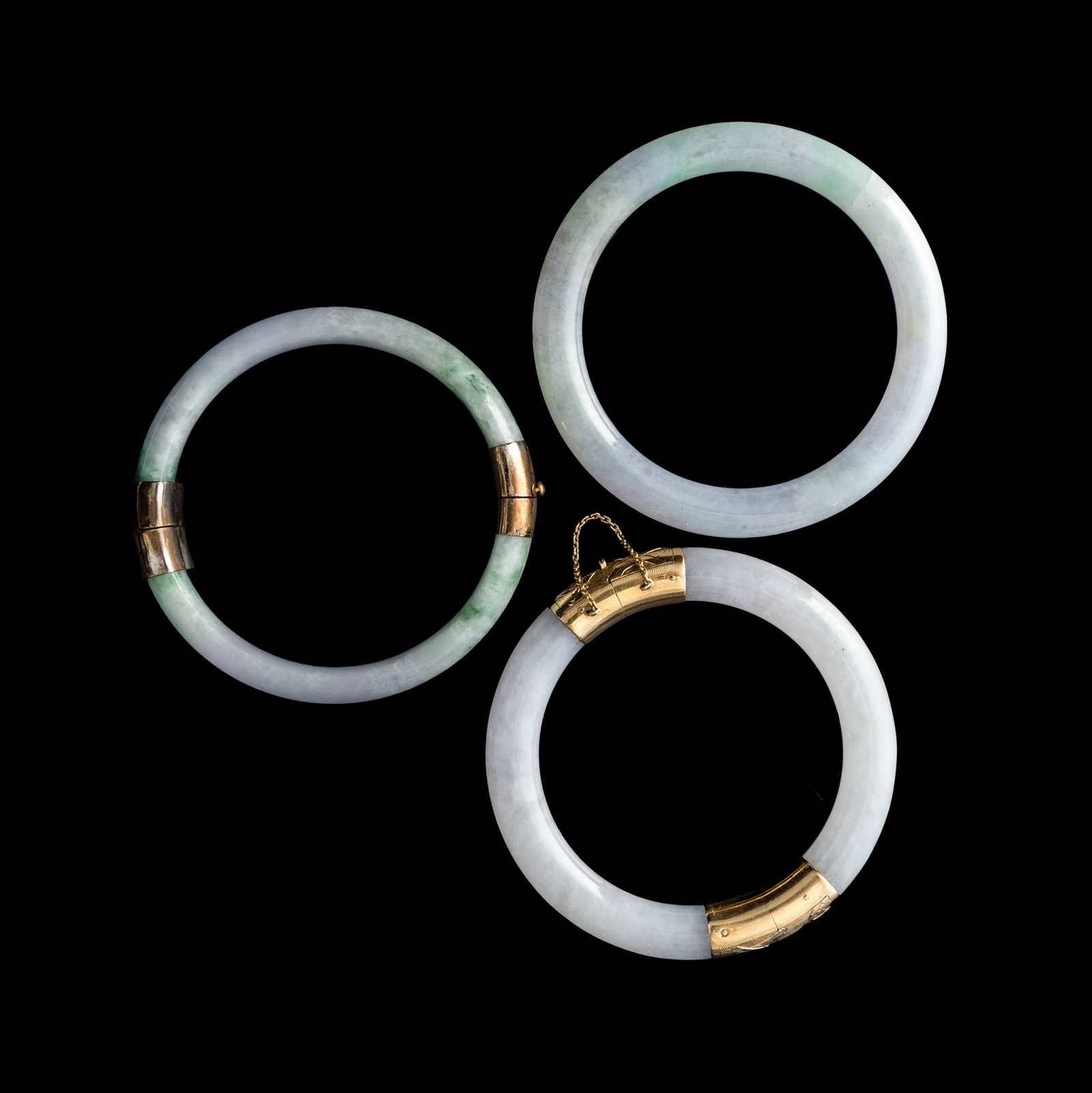 Three Chinese bangles, possibly jadeite (1 of 6)