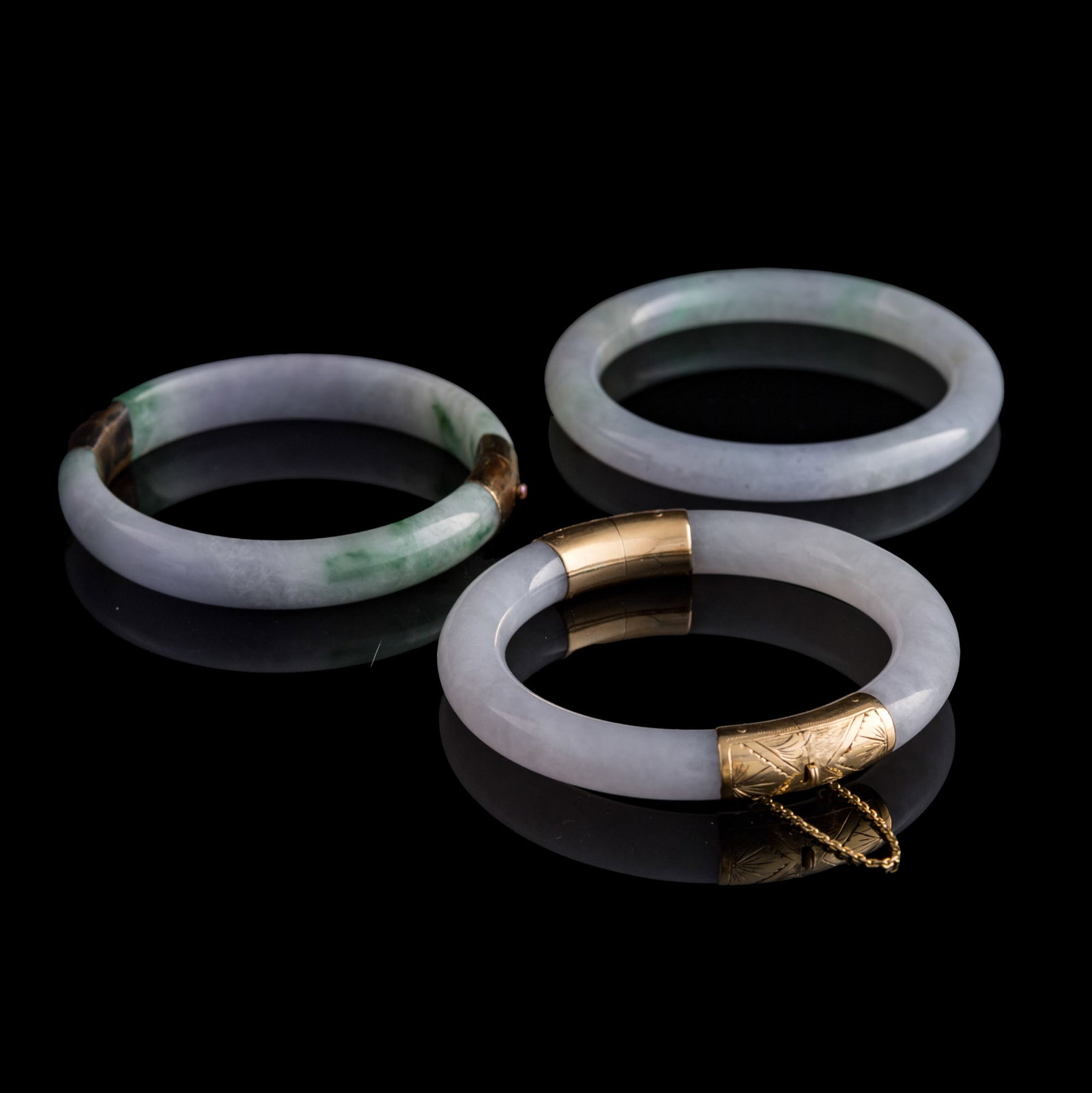 Three Chinese bangles, possibly jadeite - 2
