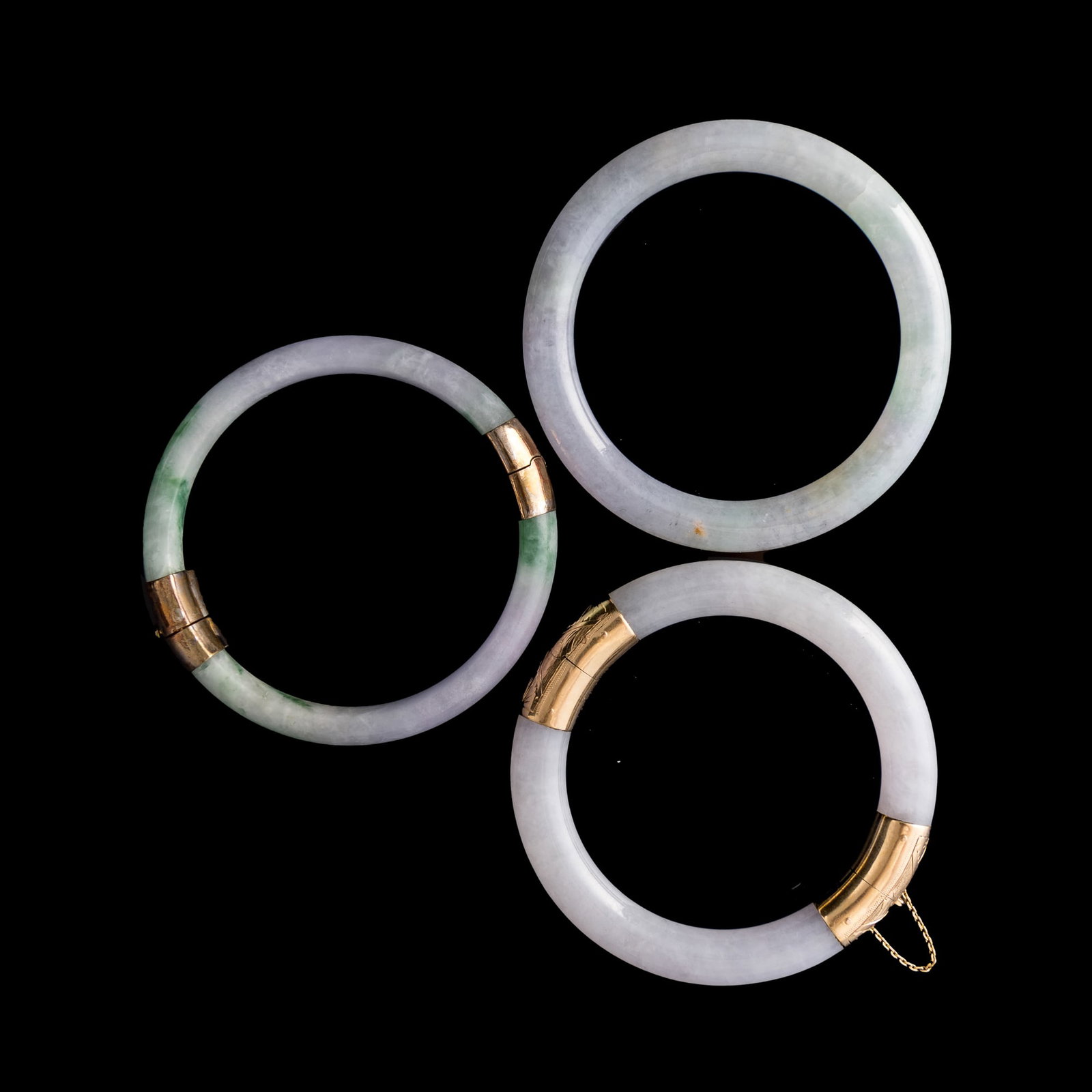 Three Chinese bangles, possibly jadeite - 3