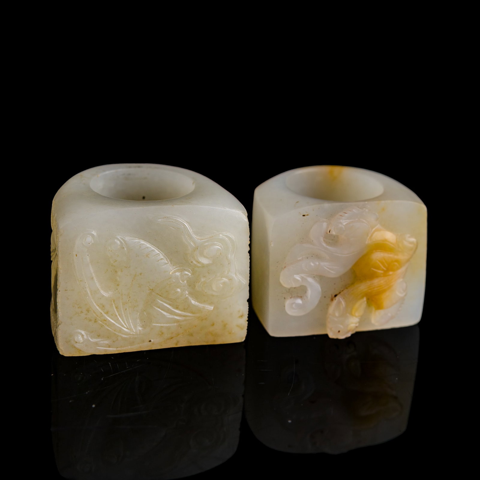 Two Chinese jade archer's rings, Qing dynasty (1 of 9)
