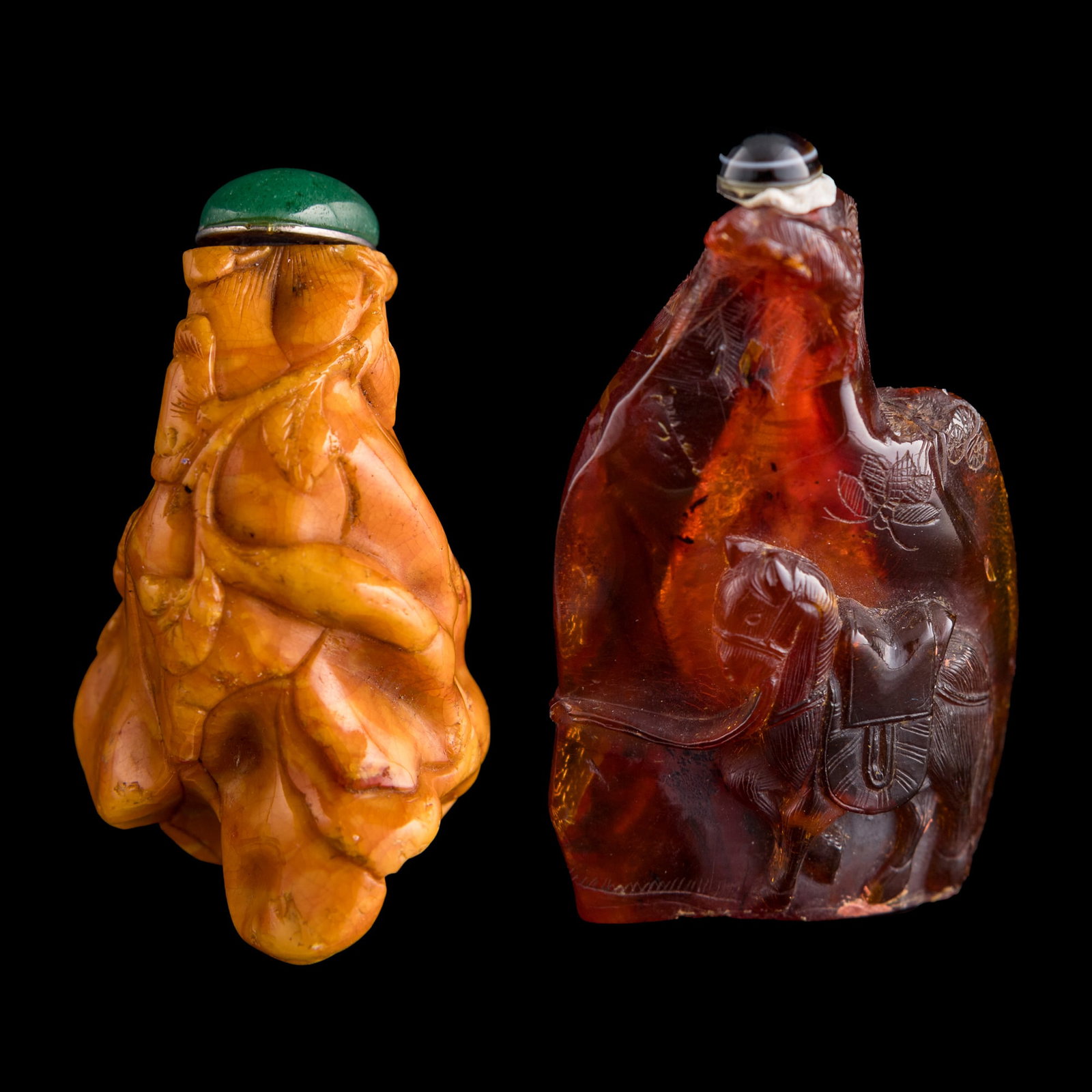Two Chinese amber snuff bottles, 18th/19th century (1 of 7)
