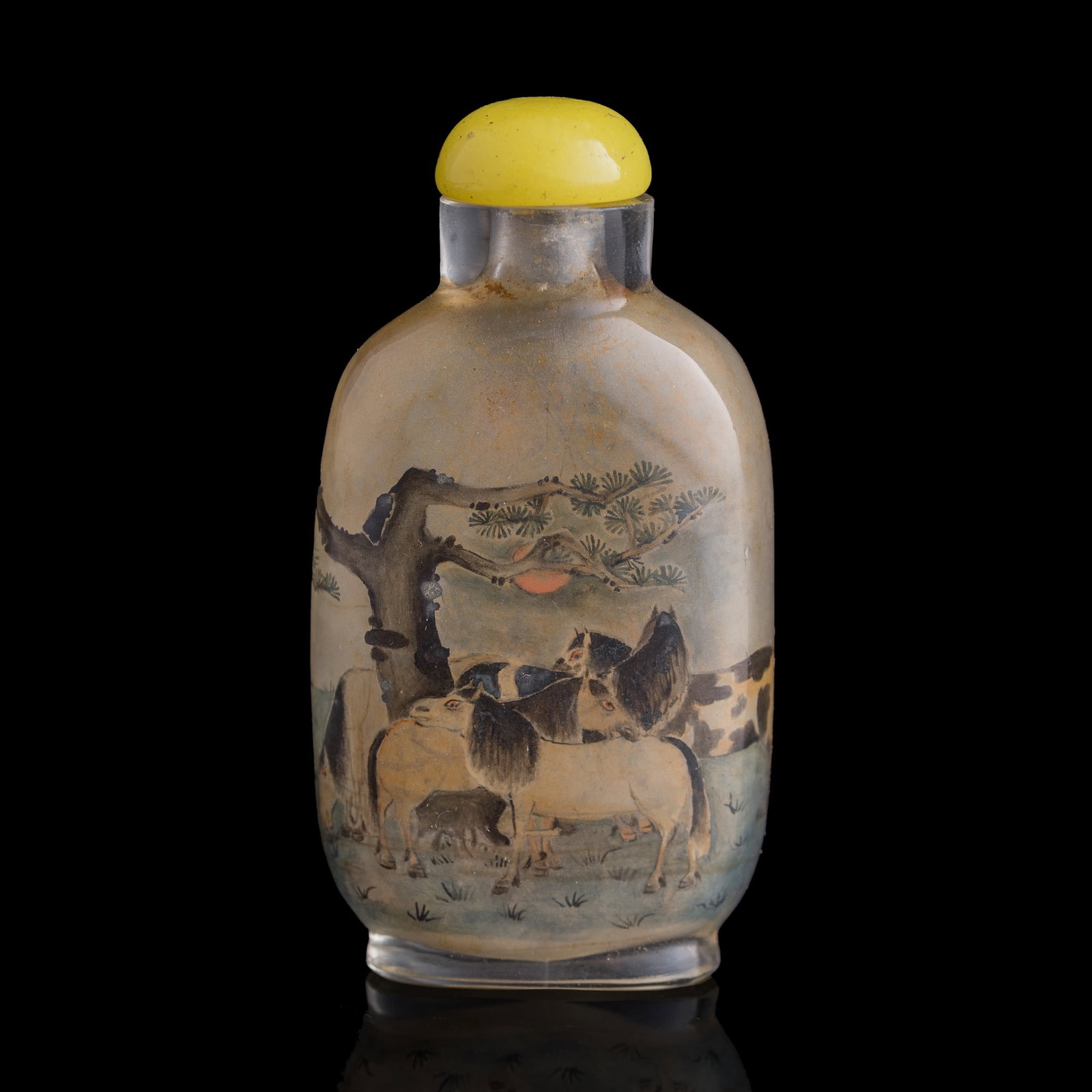 A Chinese inside-painted 'eight horses' snuff bottle, by Sun Xingwu, 1895 (1 of 9)