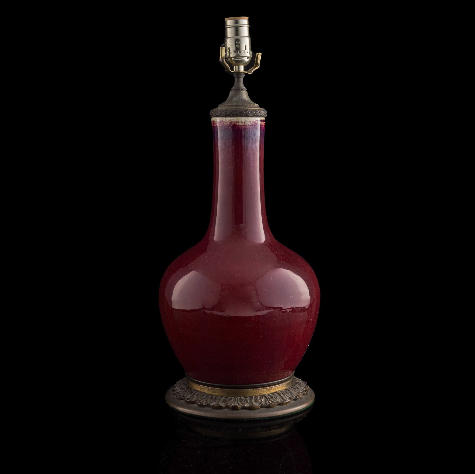 A Chinese flambe tianqiu vase lamp, early 19th century (1 of 7)